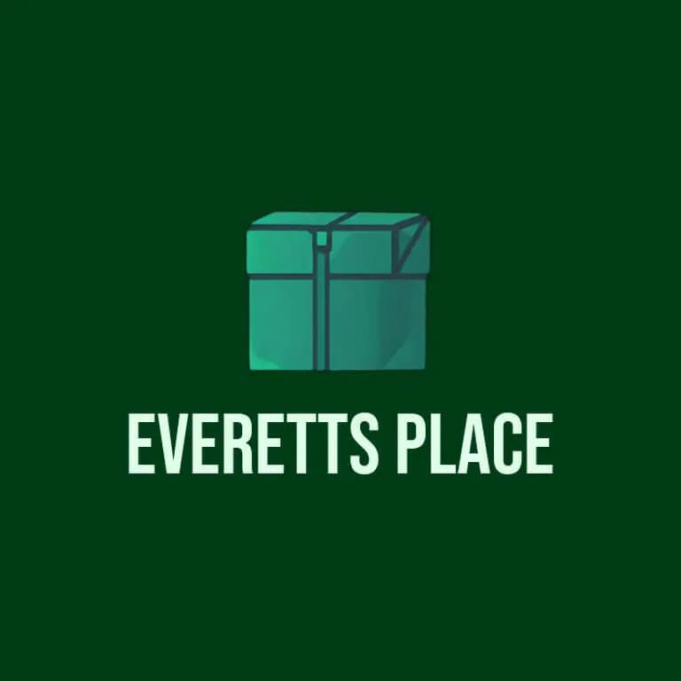 All Products available at Everetts Place, featuring a green gift box logo.