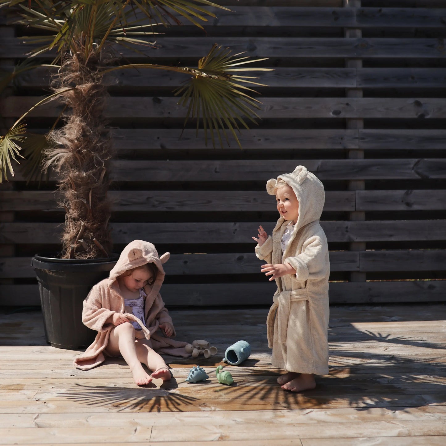 Organic Cotton Bear Robe for Kids with Cute Hood and Ears Mushie