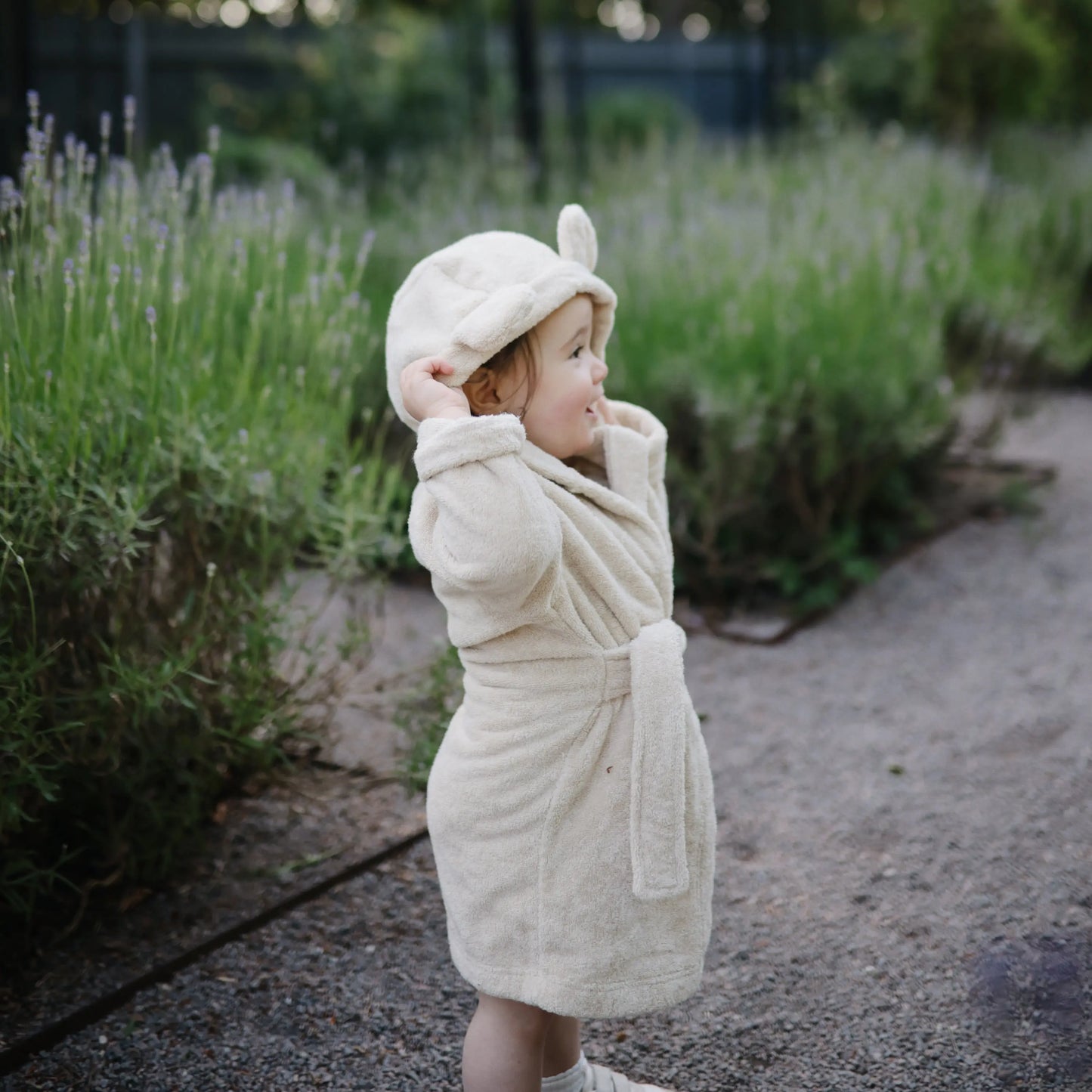 Organic Cotton Bear Robe for Kids with Cute Hood and Ears Mushie