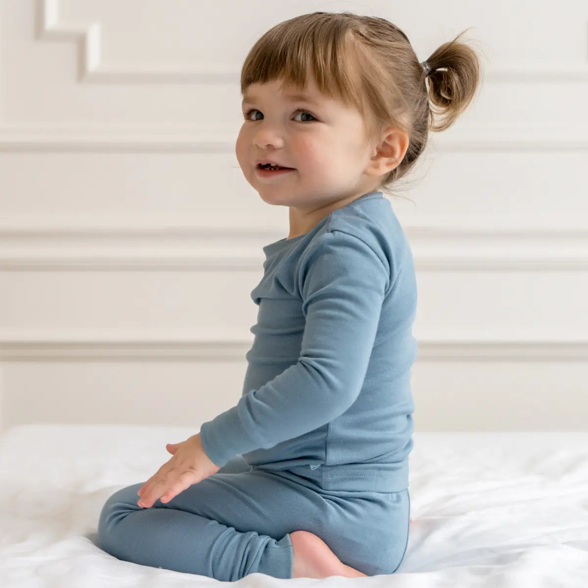 Toddler Kids Bamboo Pajamas Ocean Blue Ultra Soft Breathable LuxeWeave Fabric.