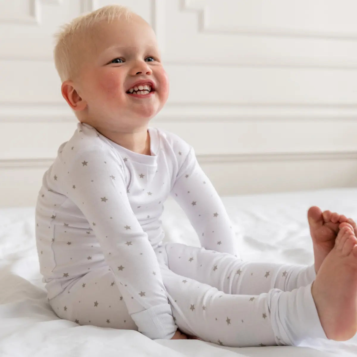 Toddler Kids Bamboo Pajamas Grey Star Ultra Soft Breathable LuxeWeave Fabric.