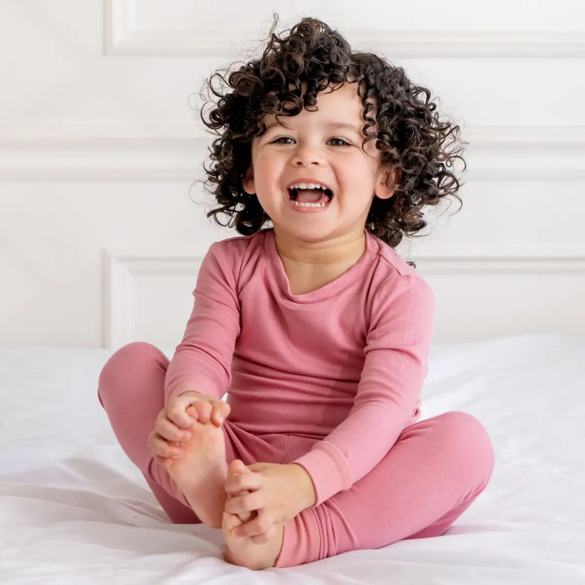 Toddler Kids Bamboo Pajamas Dusty Rose Ultra Soft Viscose LuxeWeave Fabric.