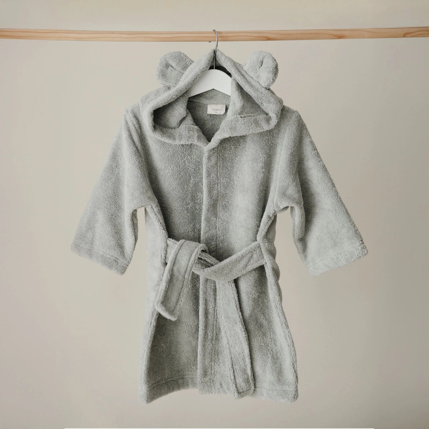 Organic Cotton Bear Robe for Kids with Cute Hood and Ears Mushie