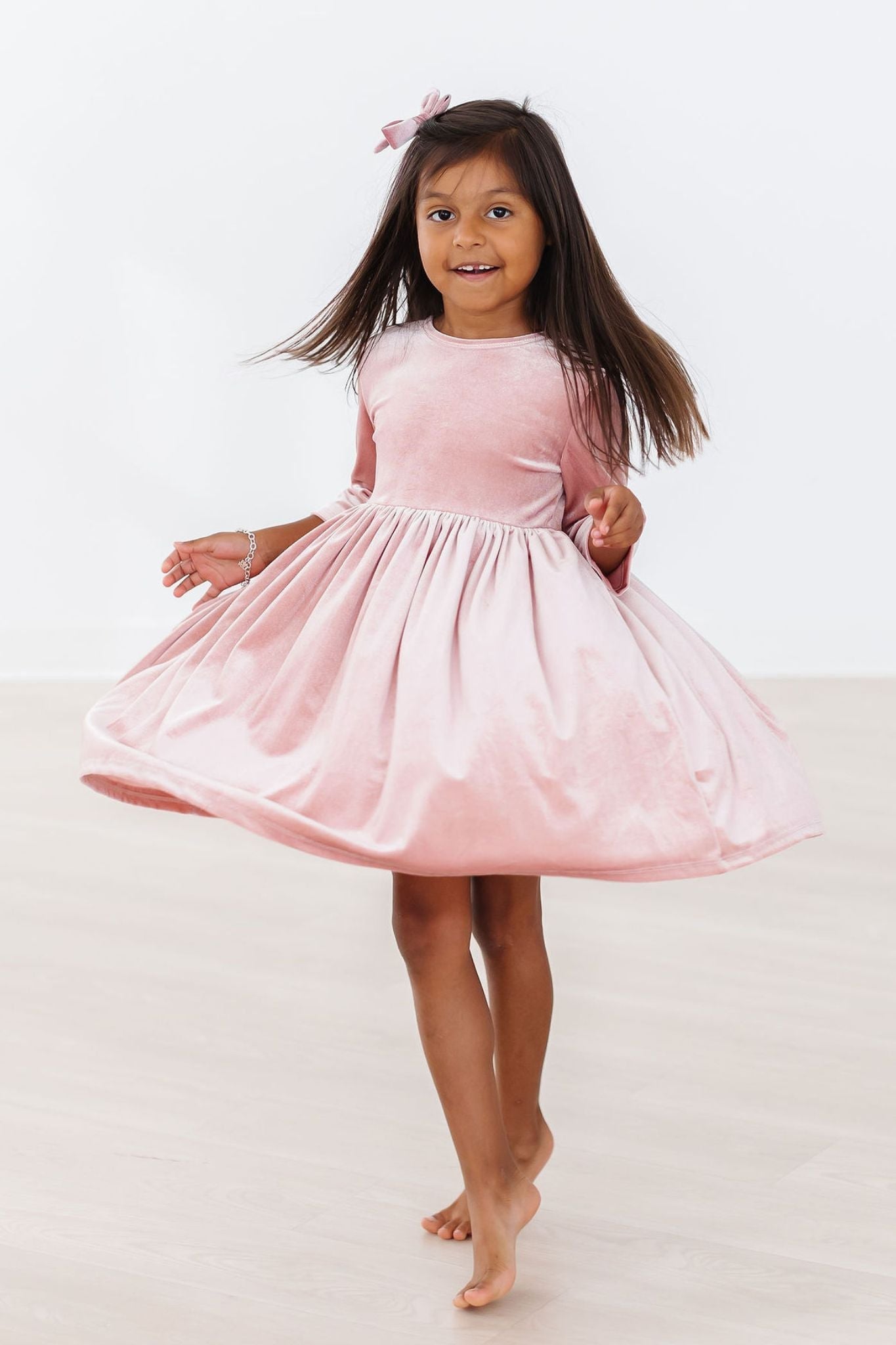 Mila & Rose ® Vintage Pink Velvet Twirl Dress For Girls Mila Rose - Apparel & Accessories > Clothing > Dresses Velvet Twirl Dress