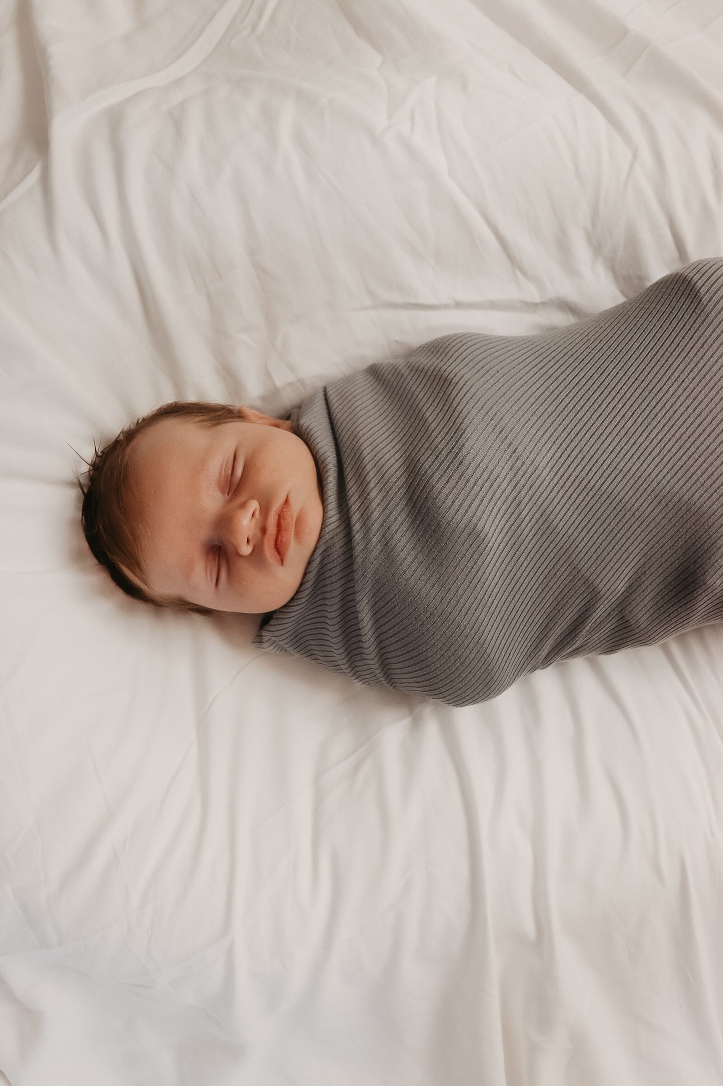 Stone Ribbed Stretch Swaddle Blanket For Newborns Little Mae Little Mae & Co Everetts Place: Online Boutique