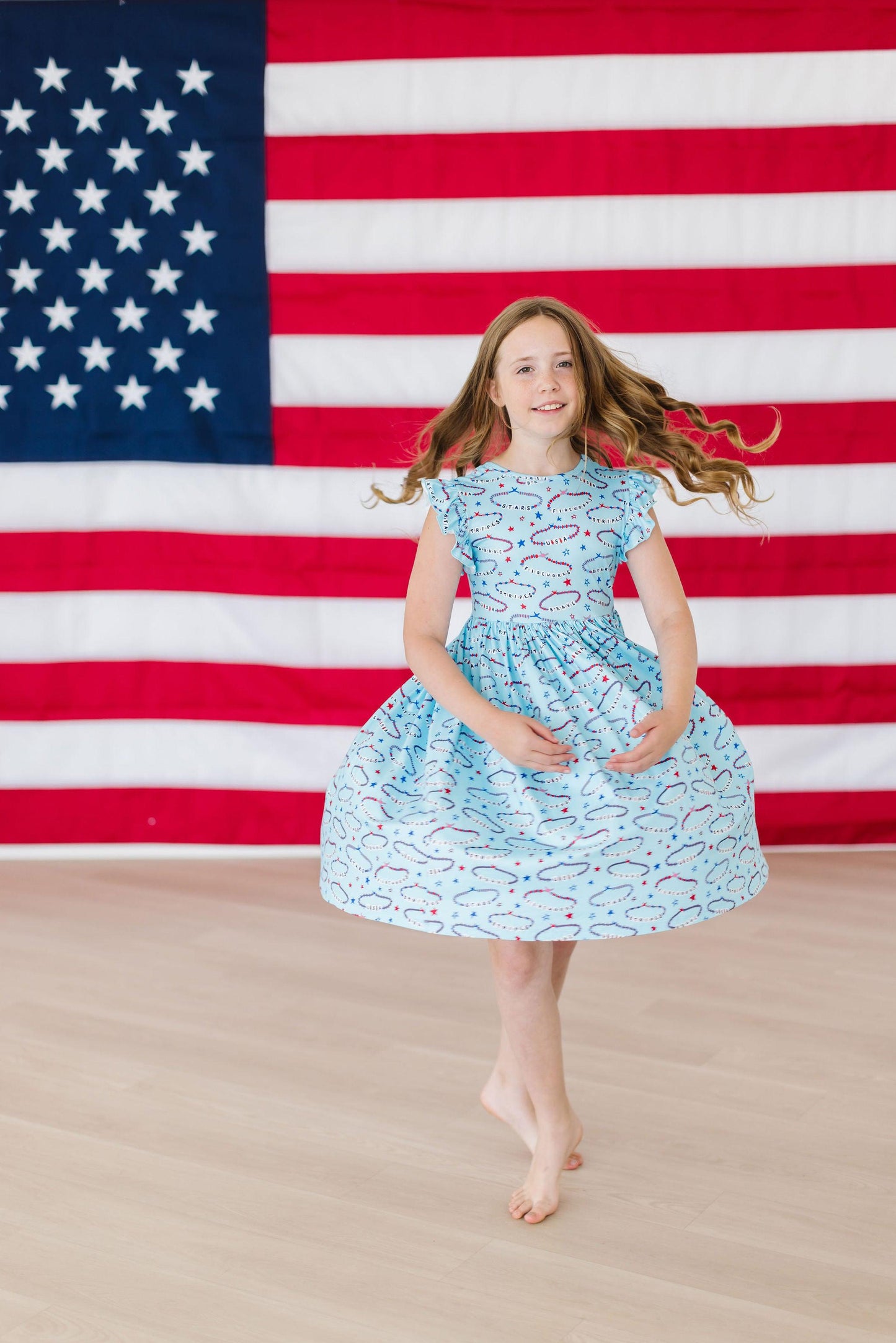 Mila & Rose ® Miss Americana Flutter Sleeve Twirl Dress Mila Version - Apparel & Accessories > Clothing > Dresses Twirl Dress Flutter