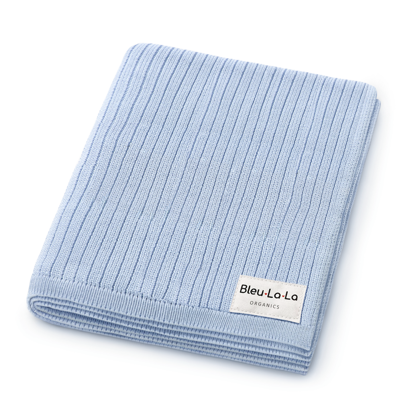Organic Ribbed Knit Cotton Baby Blanket Made from 100 Percent Organic Cotton Bleu La La
