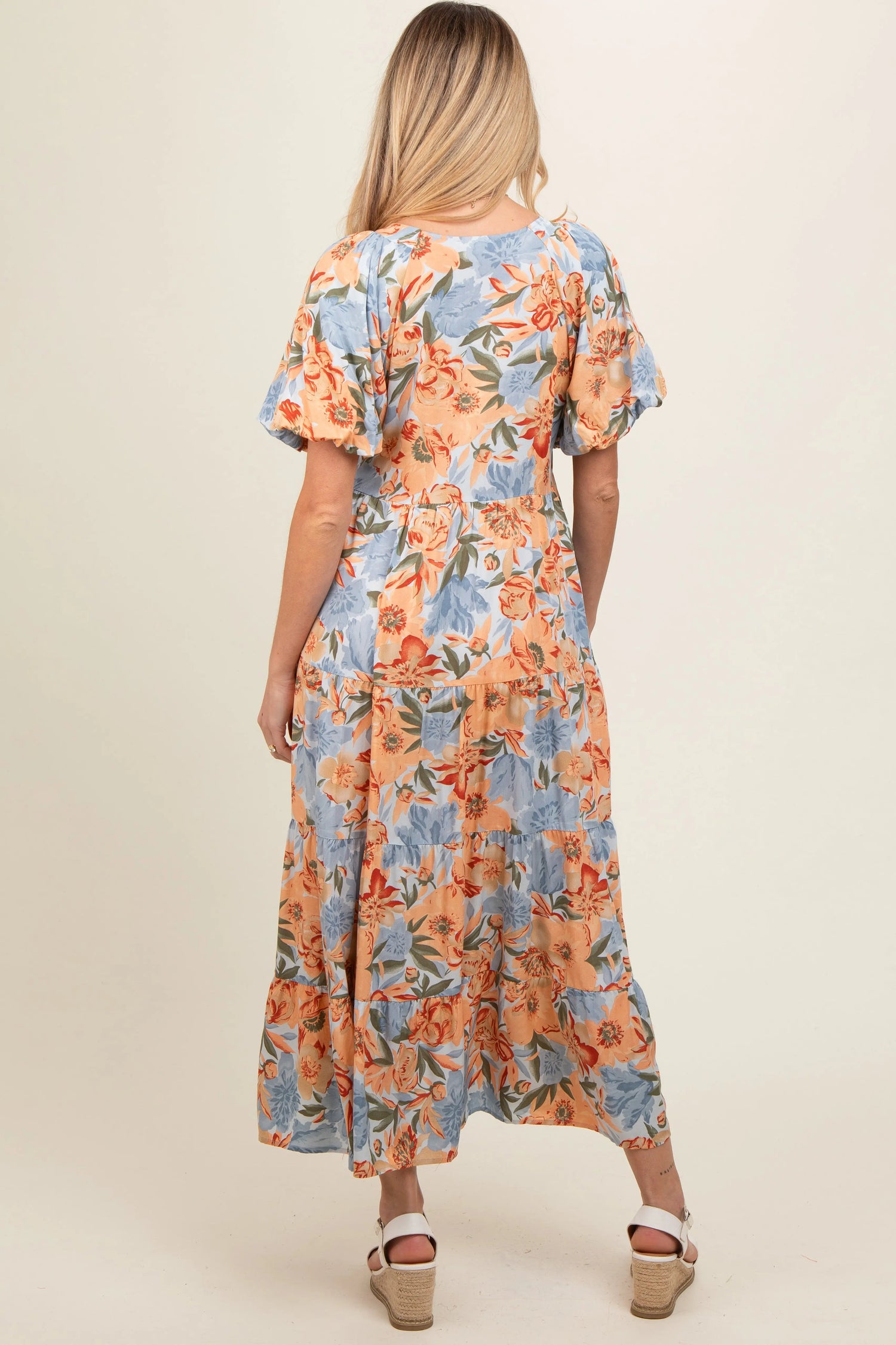 PinkBlush PinkBlush Floral Print Pocketed Maternity Midi Dress for Expecting Mothers - Apparel & Accessories > Clothing > Dresses