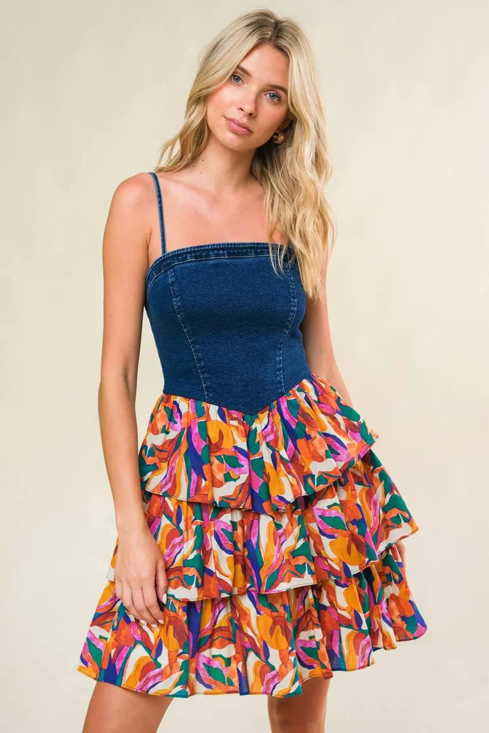 Blue Abstract Colorblock Dress Final Sale PinkBlush