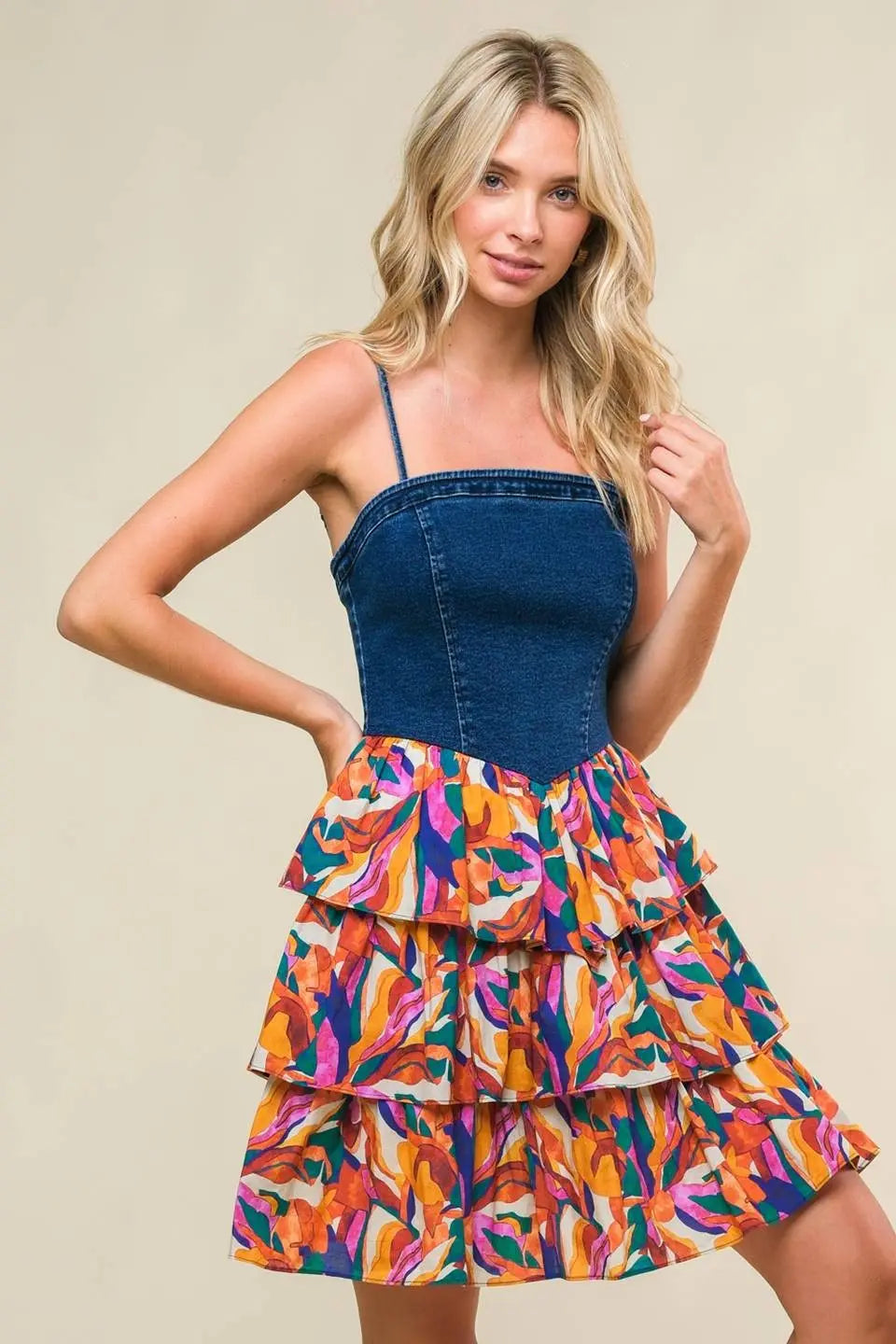 Blue Abstract Colorblock Dress Final Sale PinkBlush