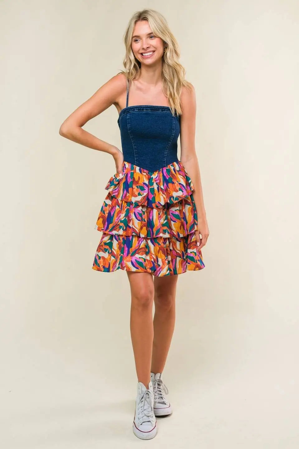 Blue Abstract Colorblock Dress Final Sale PinkBlush