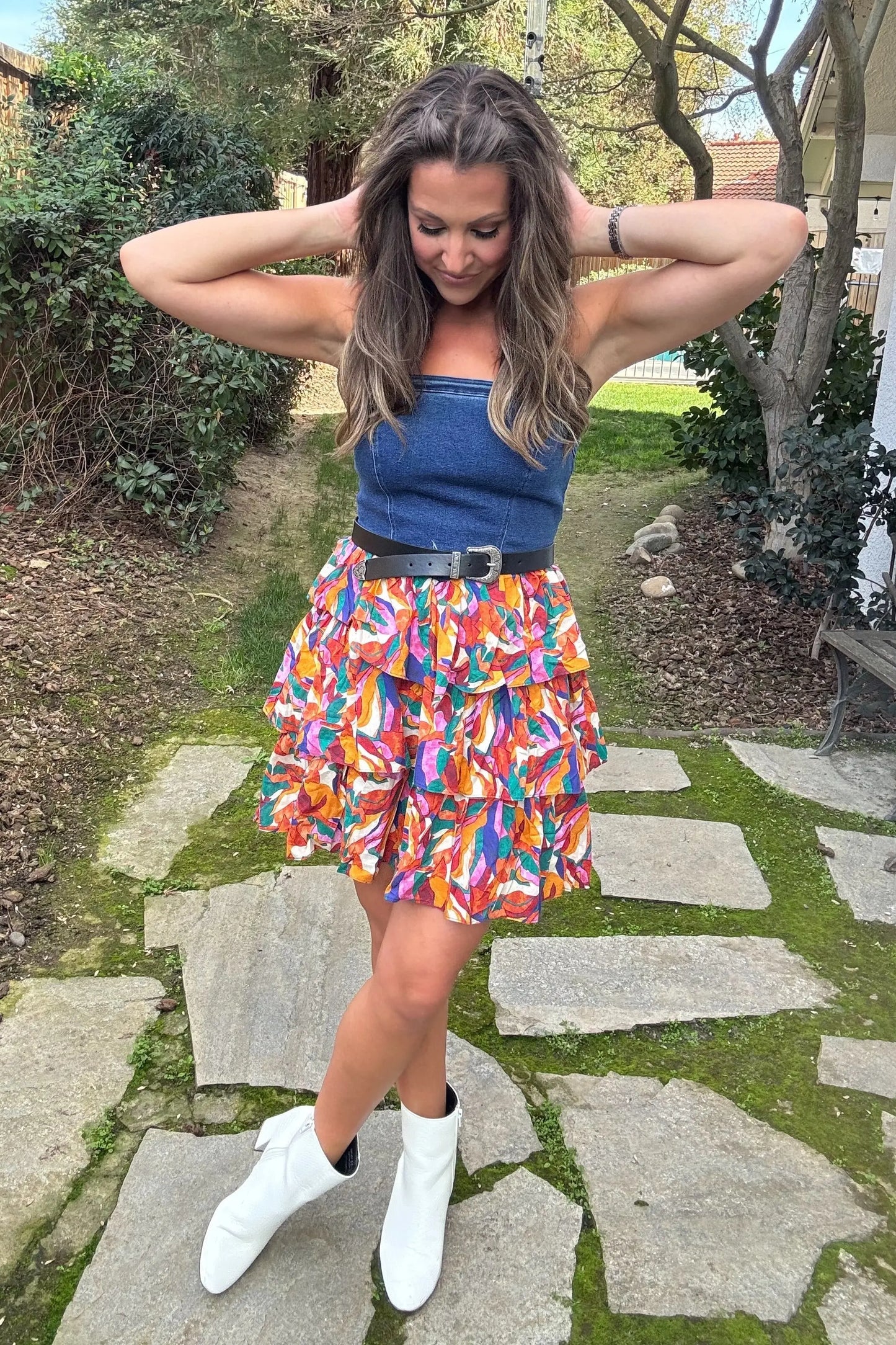 Blue Abstract Colorblock Dress Final Sale PinkBlush
