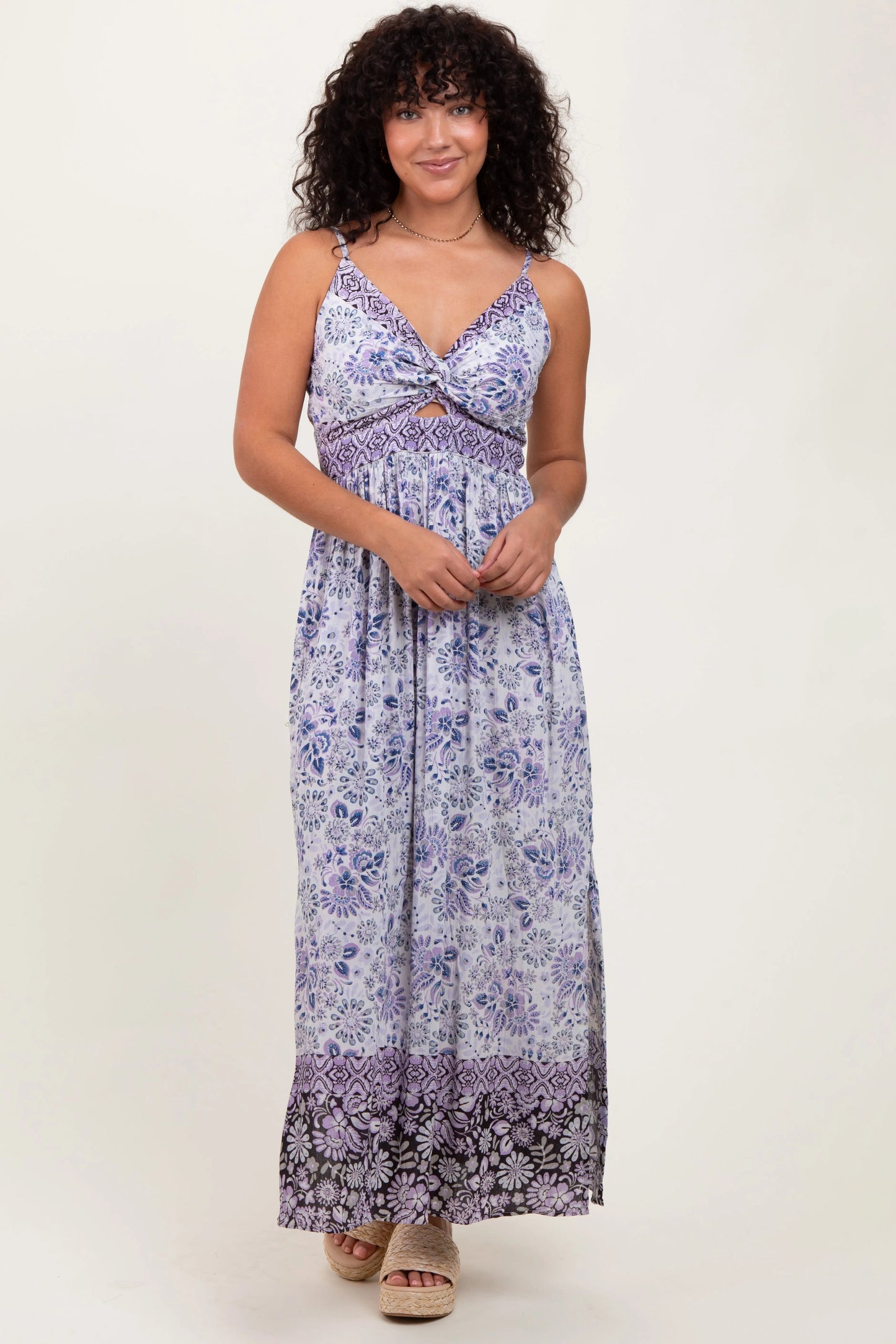 PinkBlush PinkBlush Blue Floral Maxi Dress with Cutout Design for Elegant Women - Apparel & Accessories > Clothing > Dresses