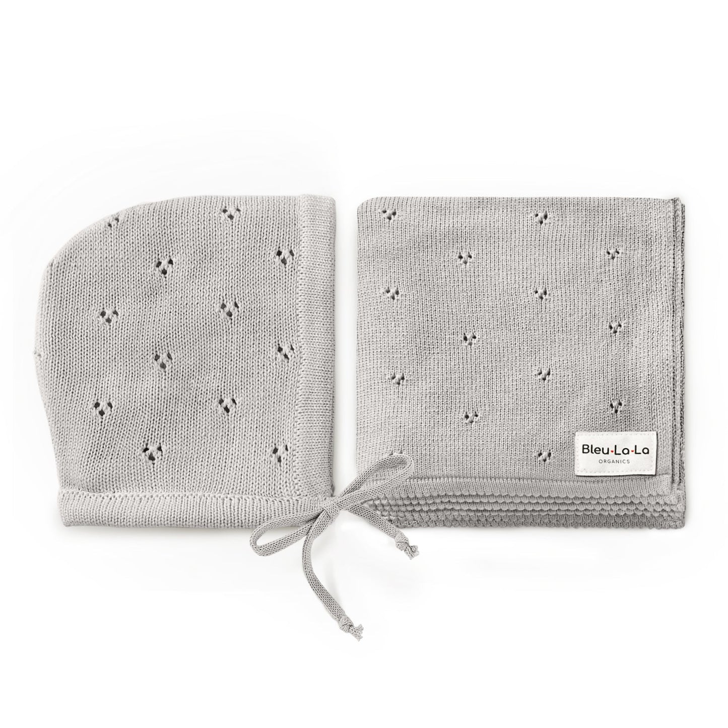 Organic Pointelle Swaddle Blanket and Hat Gift Set Bleu La La