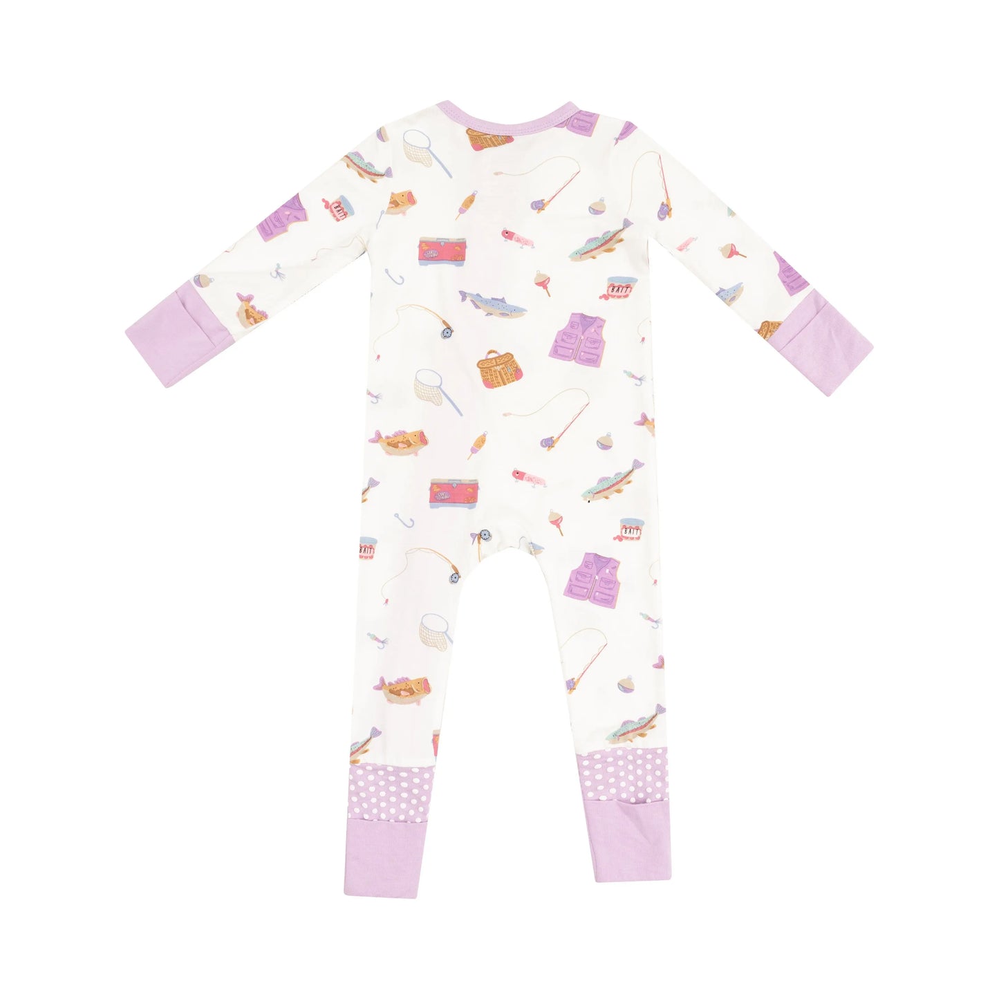 2 Way Zipper Romper Fishing Things Pink.