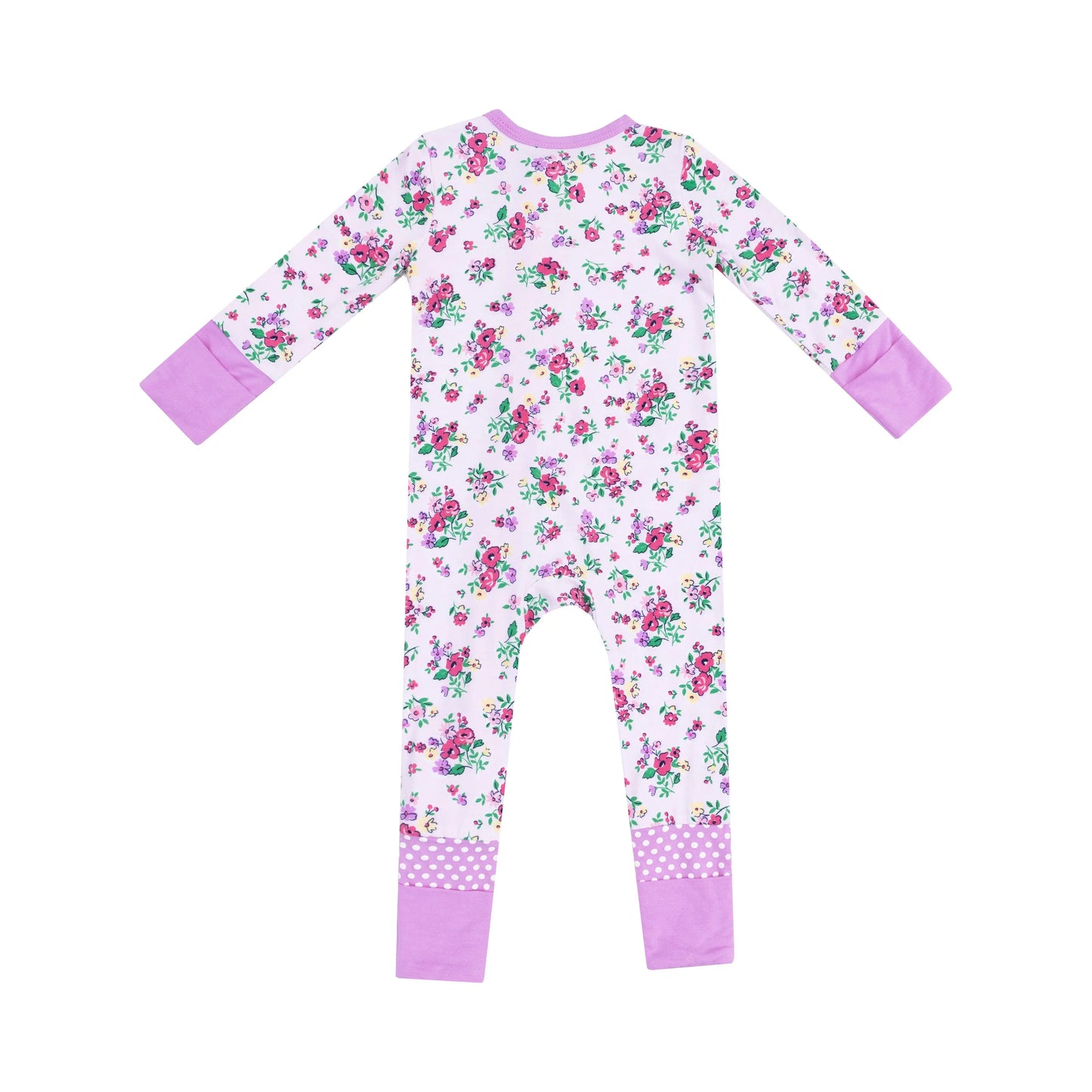 2 Way Zipper Romper Preppy Roses Super Soft Bamboo Fiber.