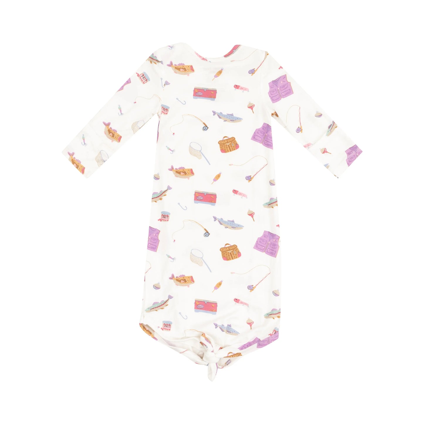 Knotted Baby Gown Fishing Things Pink.
