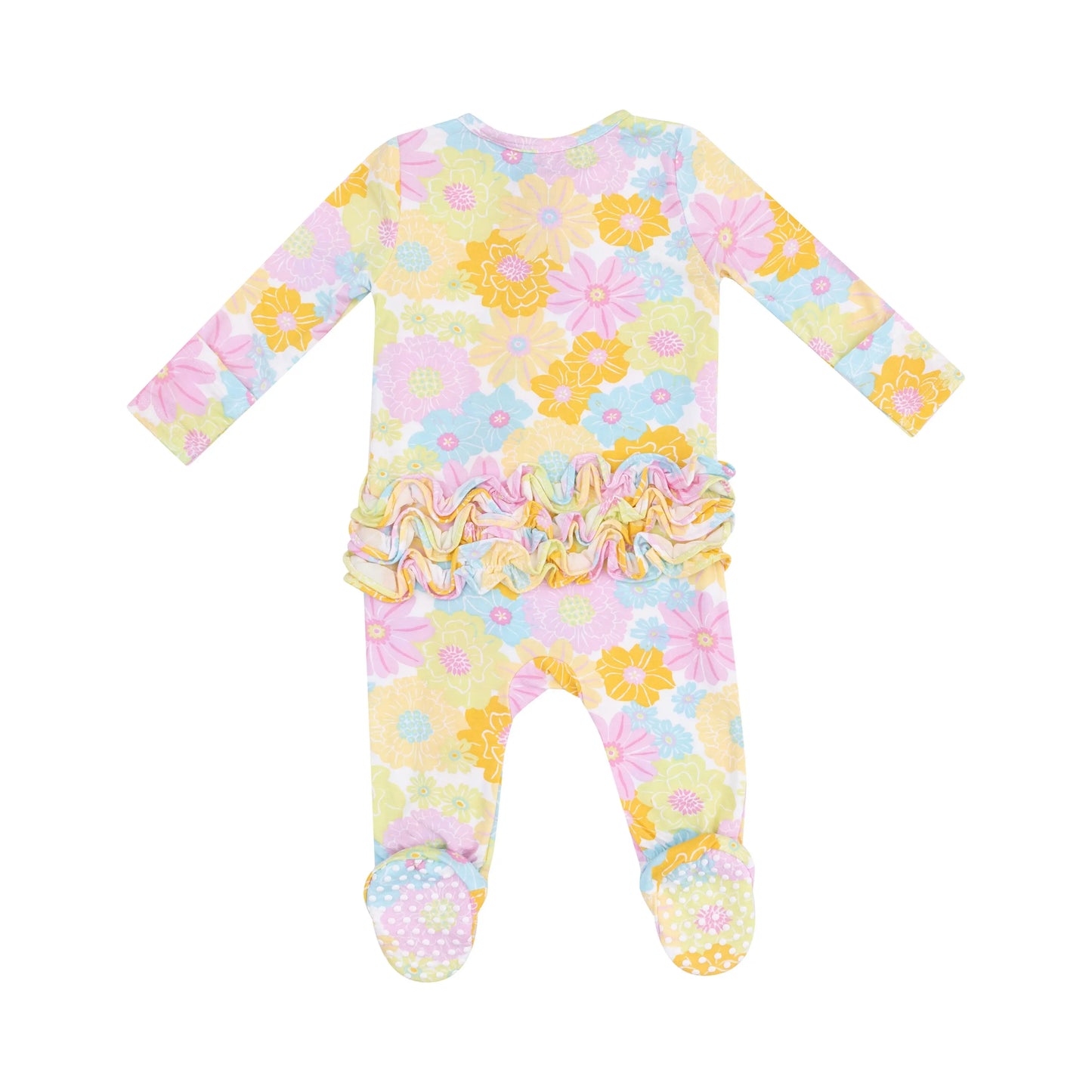 2 Way Ruffle Zipper Footie Sunny Dahlias by Angel Dear.
