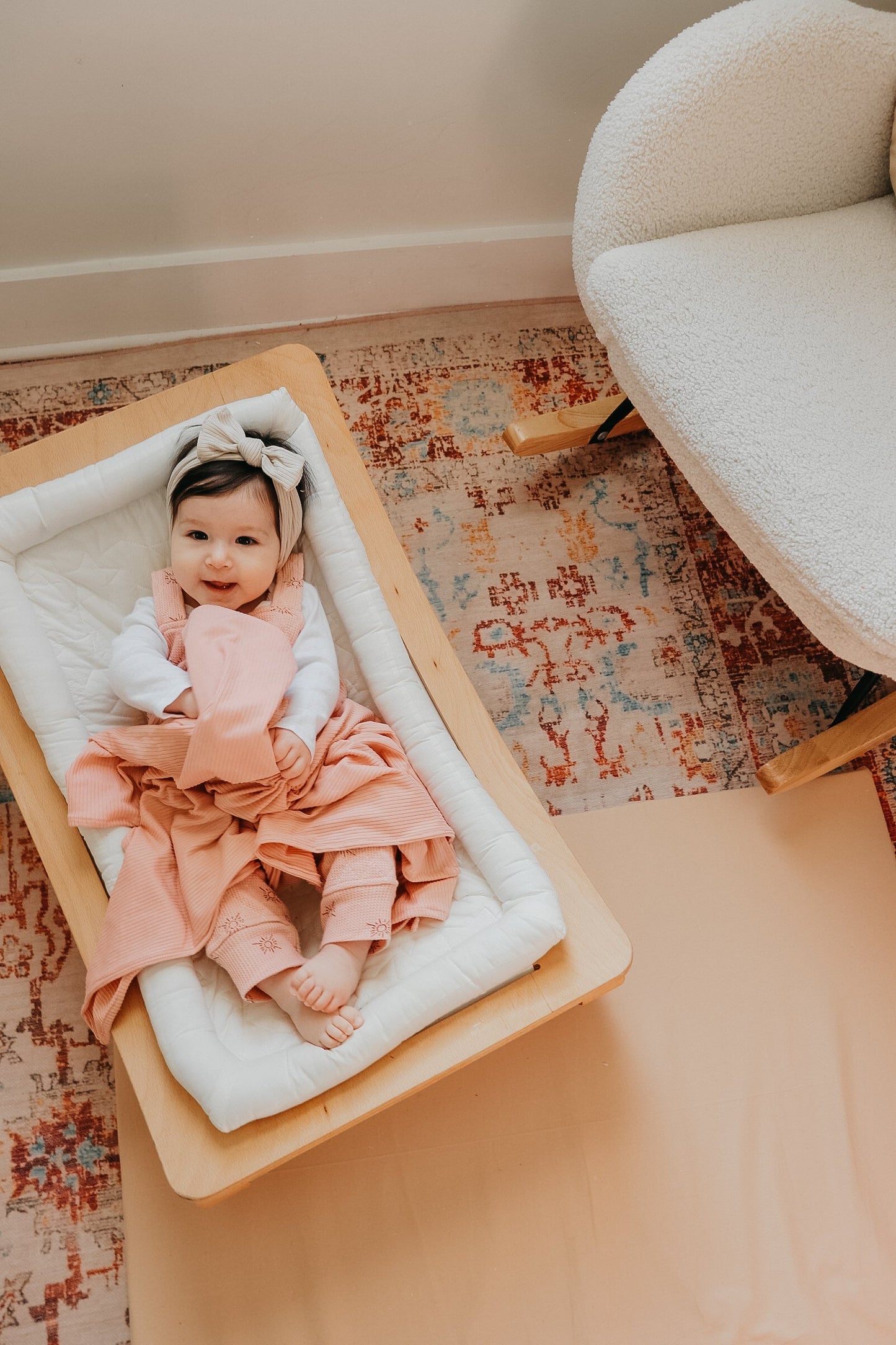 Peony Ribbed Stretch Swaddle Blanket For Newborn Comfort Little Mae & Co Everetts Place: Online Boutique