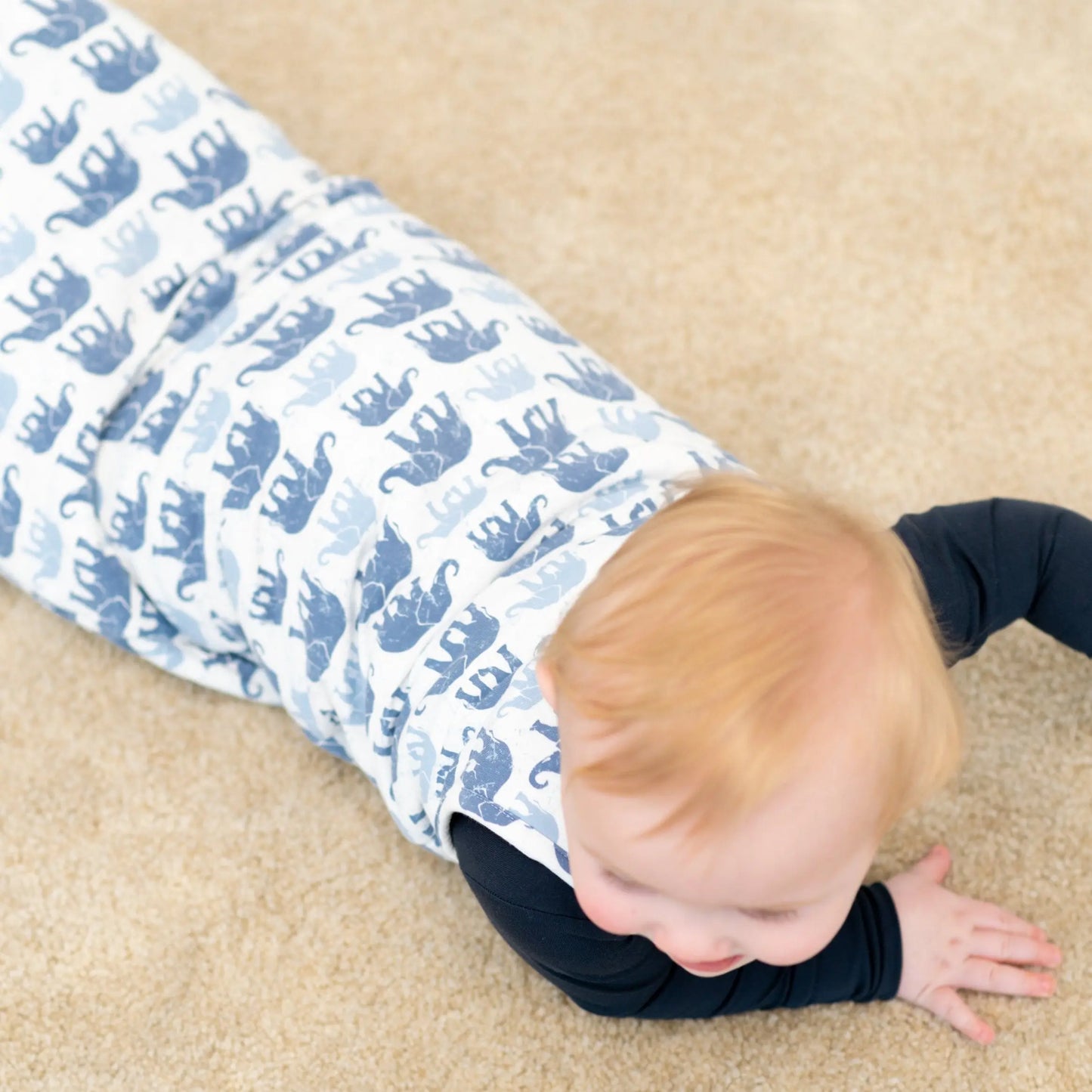 Blue Elephant Sleep Sack for Infants with 2 Way J Zipper and Quilted Lining Size 0 to 9 Months Sweet Bamboo
