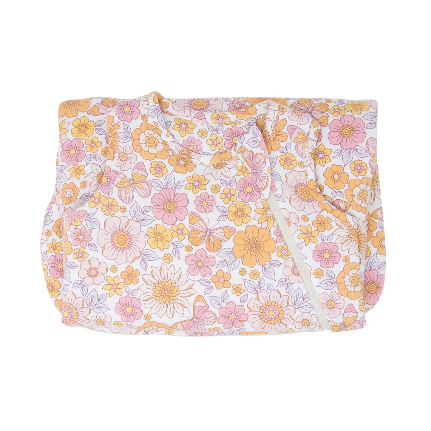 Retro Vintage Flowers Baby Sleep Sack with 2 Way J Zipper and Quilted Lining for Newborns to 9 Months Sweet Bamboo