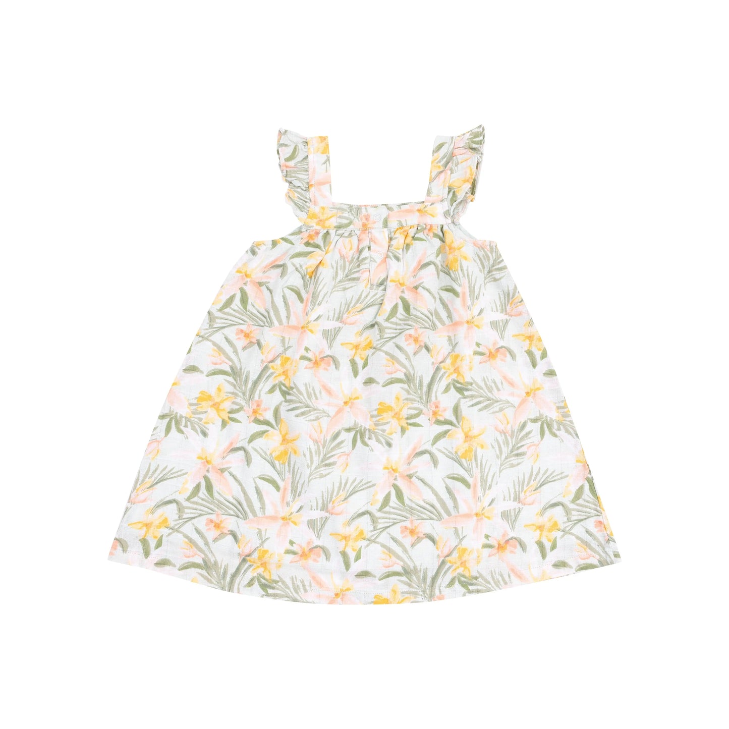 Organic Muslin Sundress and Diaper Cover Set Island Floral Design.
