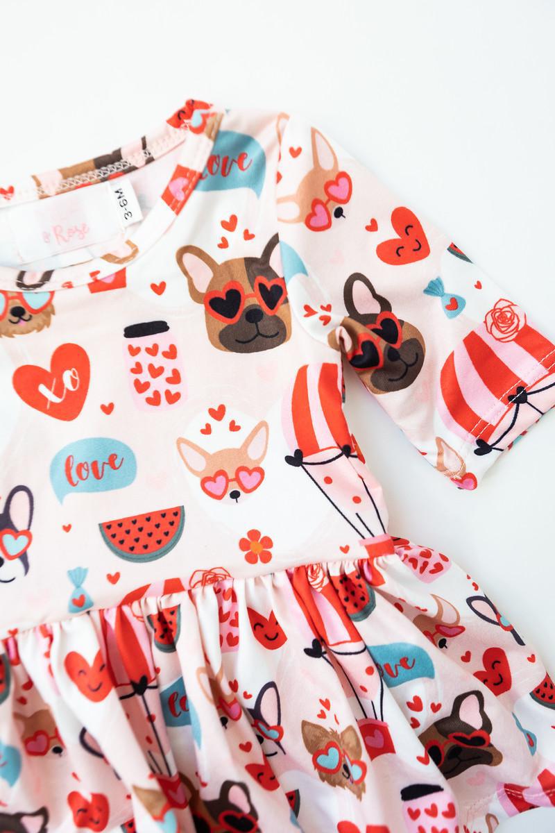 Mila & Rose ® Puppy Love Twirl Bodysuit Three Quarter Sleeve Baby - Apparel & Accessories > Clothing > Baby & Toddler Clothing > Baby & Toddler Dresses Twirl Bodysuit - 3/4 Sleeve