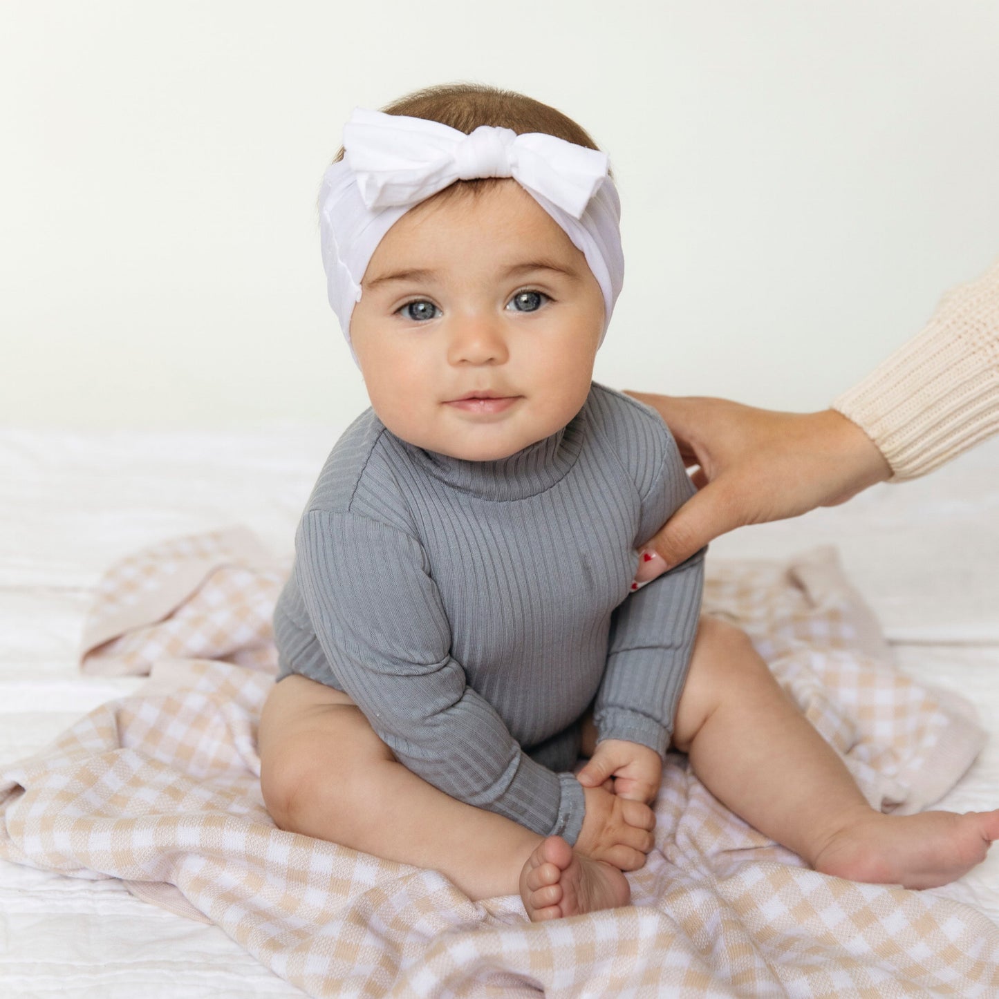 Checkered Knit Baby Blanket - Pure Cotton Comfort for Year-Round Coziness Bleu La La