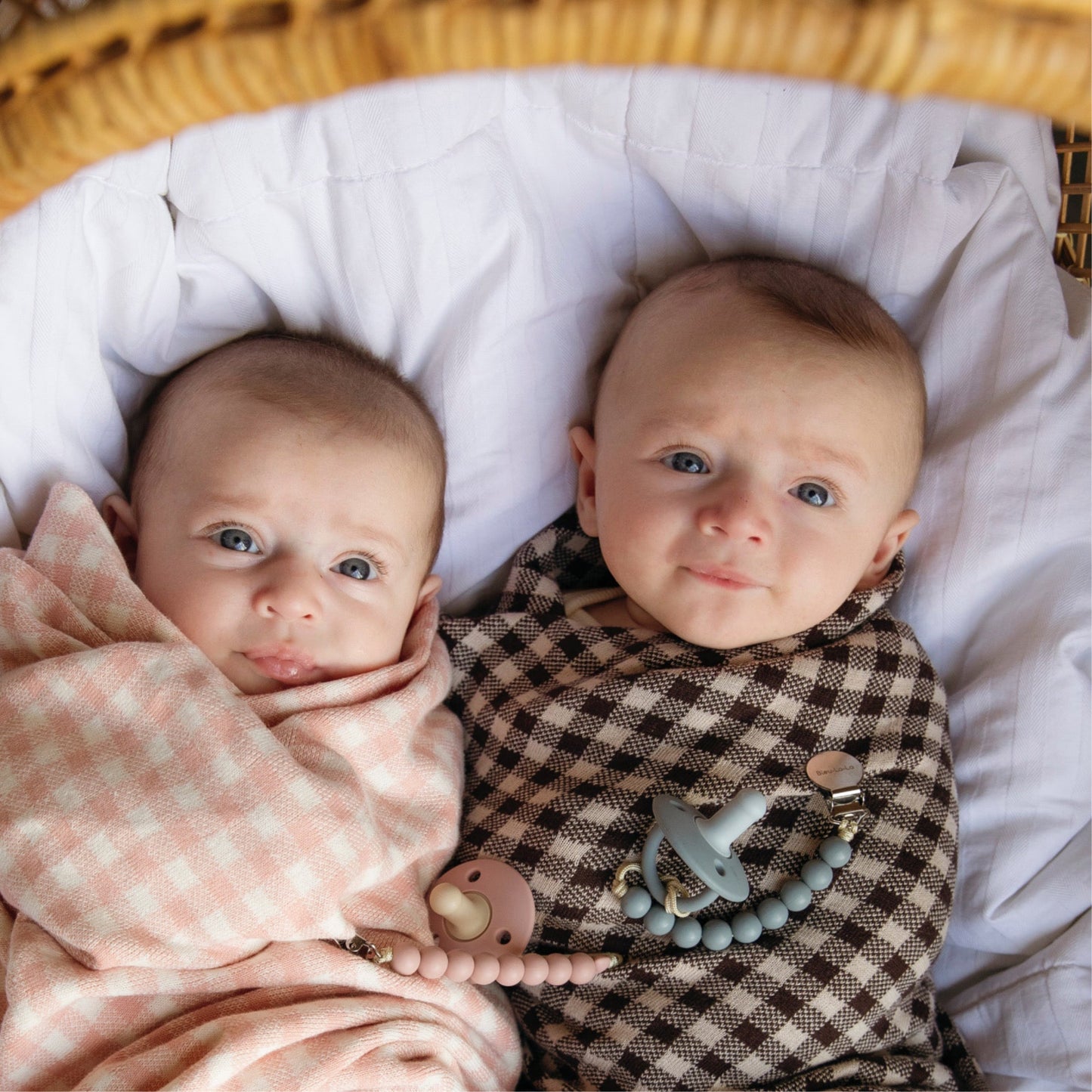 Checkered Knit Baby Blanket - Pure Cotton Comfort for Year-Round Coziness Bleu La La