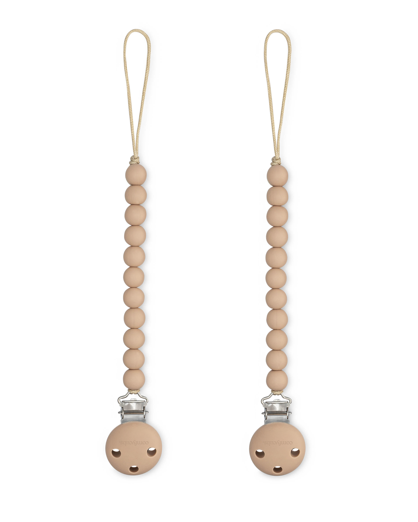 Beige Pacifier Clips 2 Pack For Newborns On The Go Comfy Cubs Everetts Place: Online Boutique