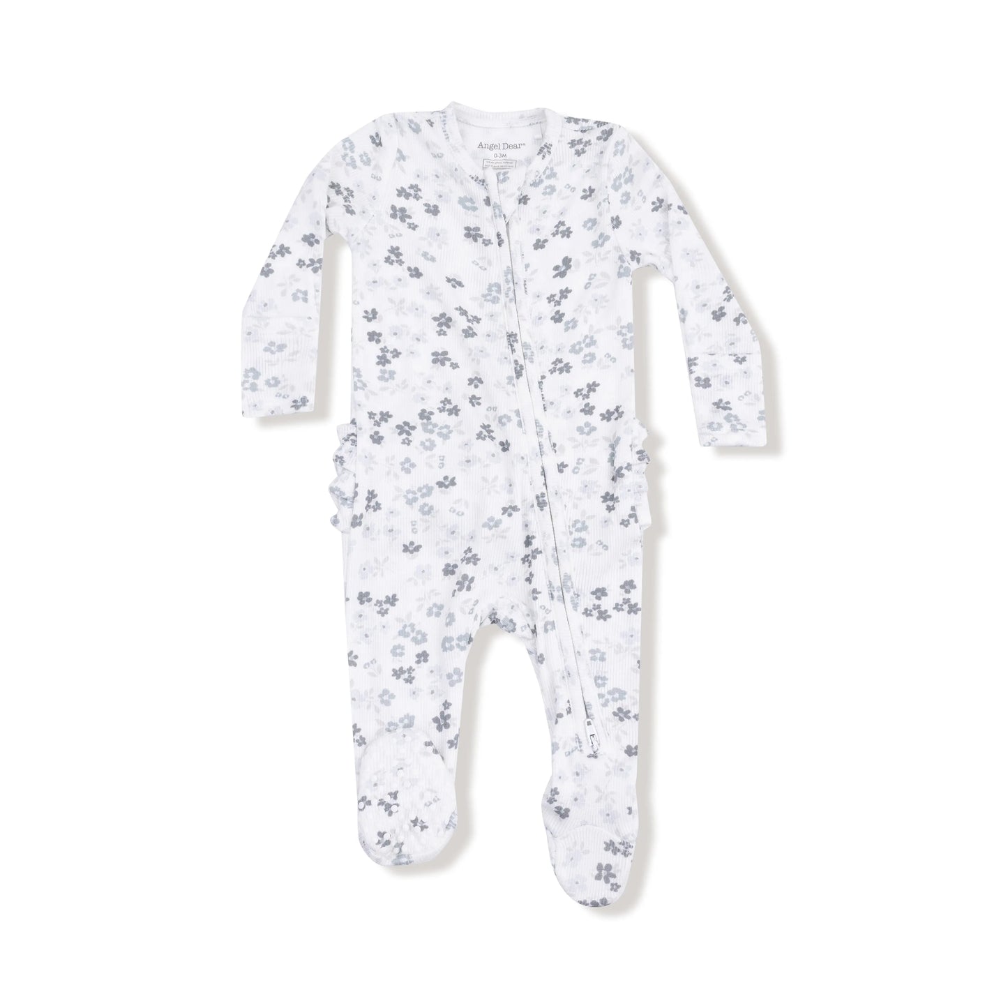 2 Way Zipper Ruffle Back Footie For Baby Soft Ribbed Modal Angel Dear Everetts Place: Online Boutique