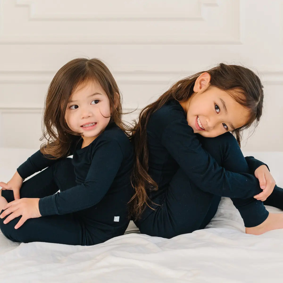 Toddler Kids Bamboo Pajamas Midnight Black Ultra Soft Viscose LuxeWeave Fabric.