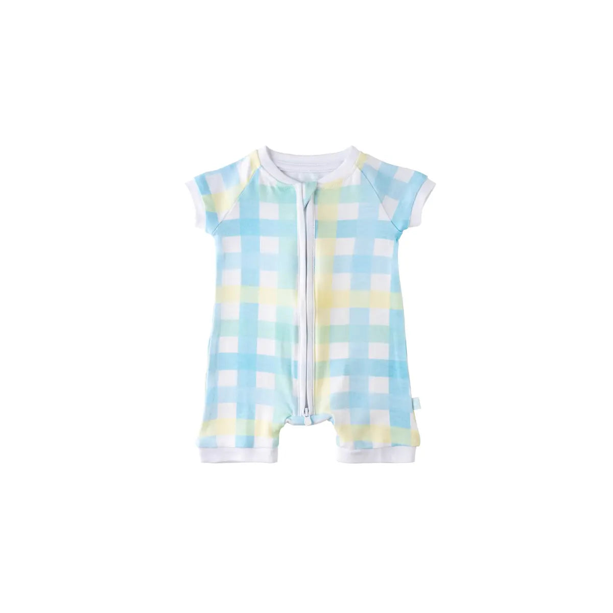 Baby Short Sleeve Bamboo Romper with LuxeWeave Fabric for Softness and Comfort.