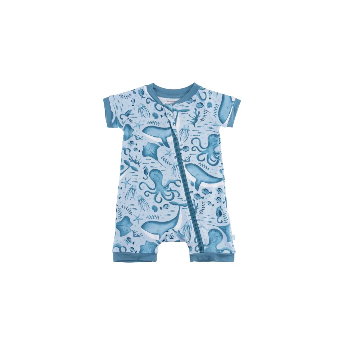 Baby Short Sleeve Bamboo Romper with LuxeWeave Fabric for Softness and Comfort.