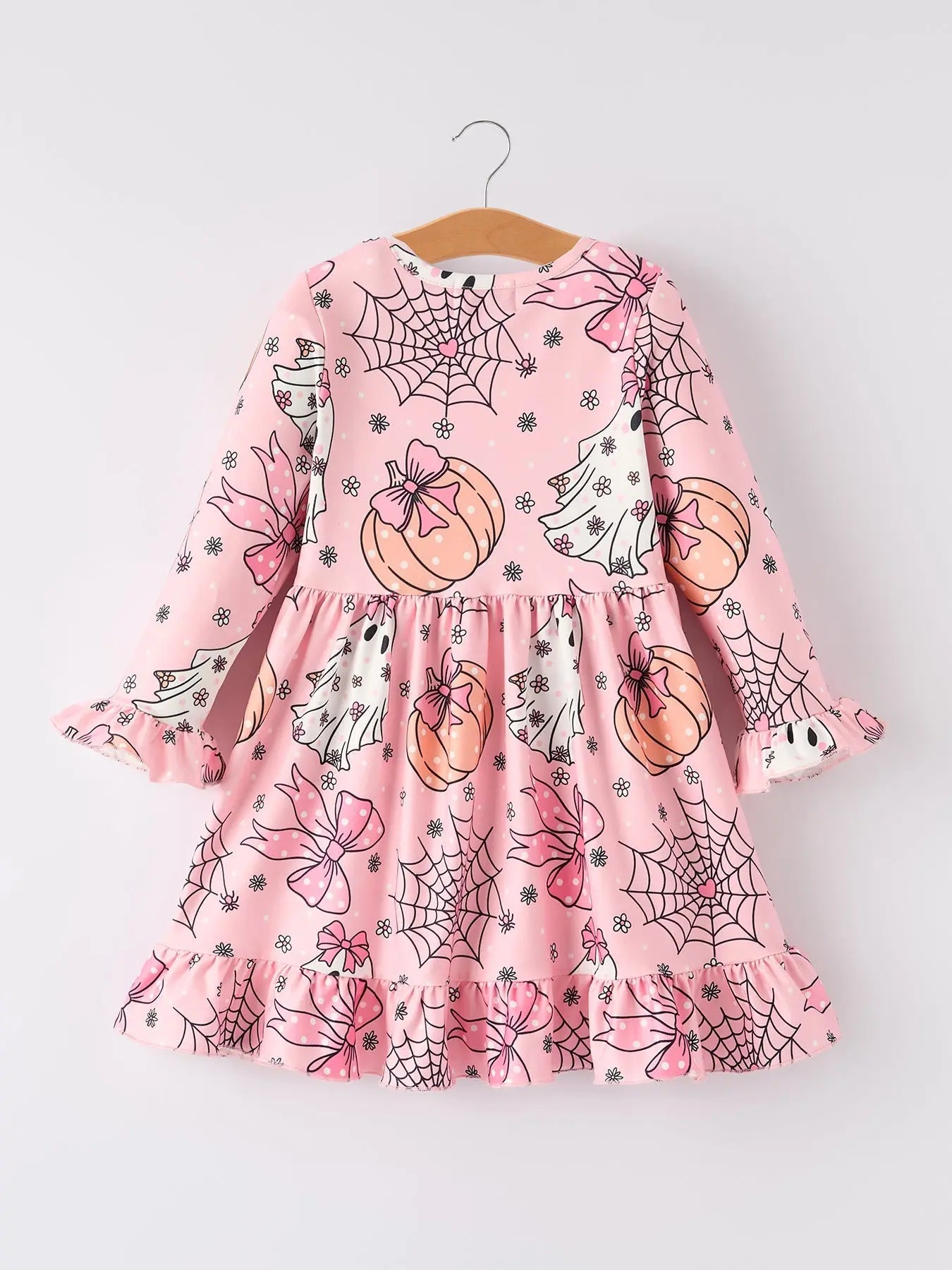 Spooky Halloween Dress with Ghost and Pumpkin Print for Festive Women Rylee Faith Designs