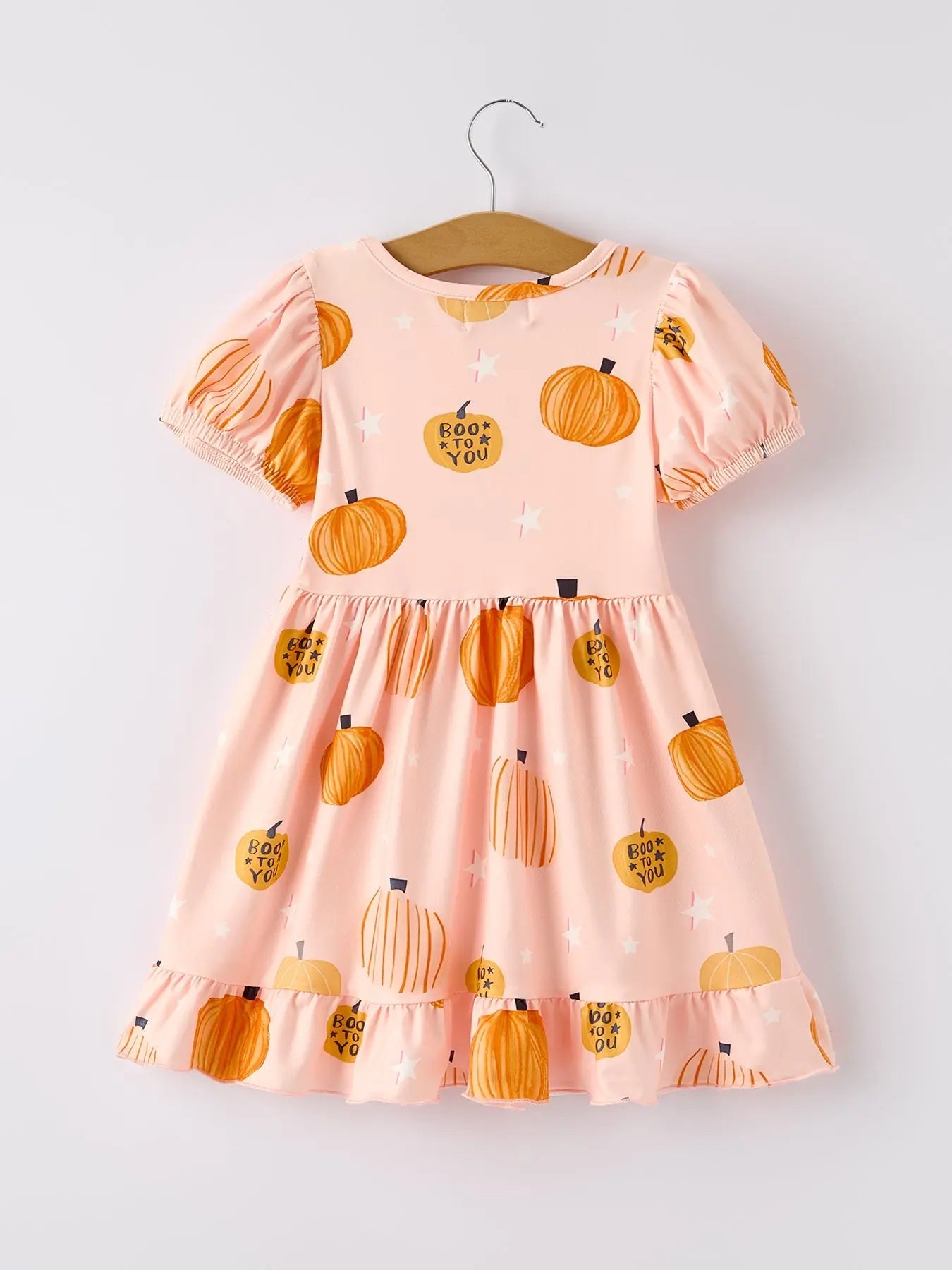 Quality Pumpkin Dress with Short Sleeves for Girls Halloween Fun Rylee Faith Designs