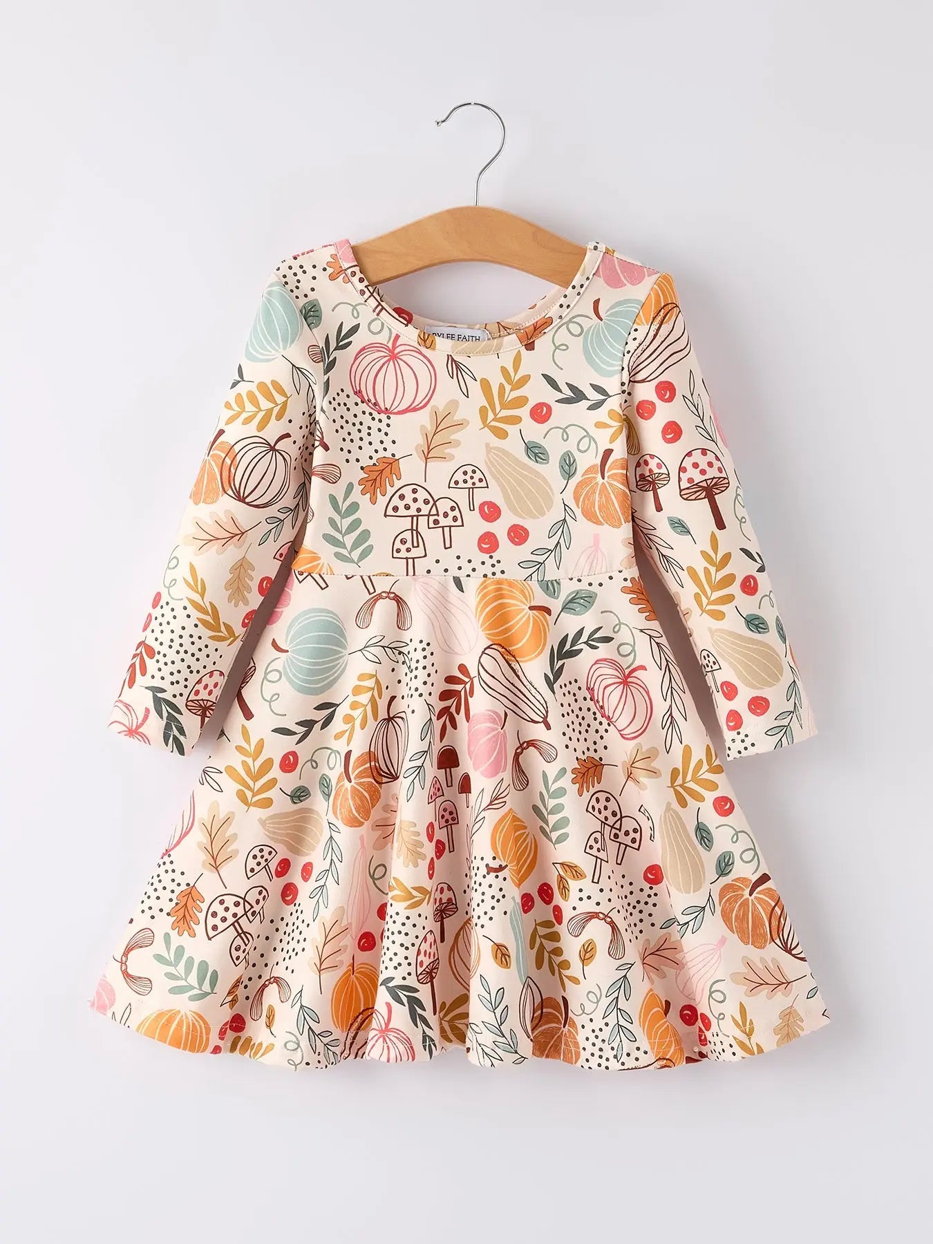 Festive Halloween Pumpkin Leaf Print Dress for Holiday Celebrations Rylee Faith Designs