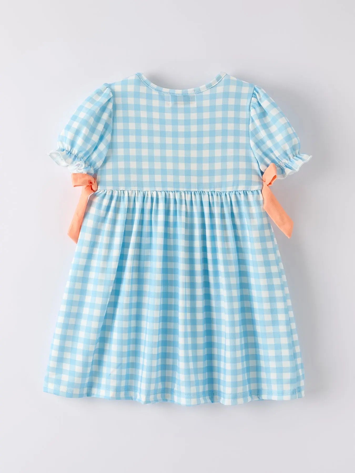 Unique Pumpkin Embroidery Smocking Dress in Blue Plaid for Fall Celebrations Rylee Faith Designs