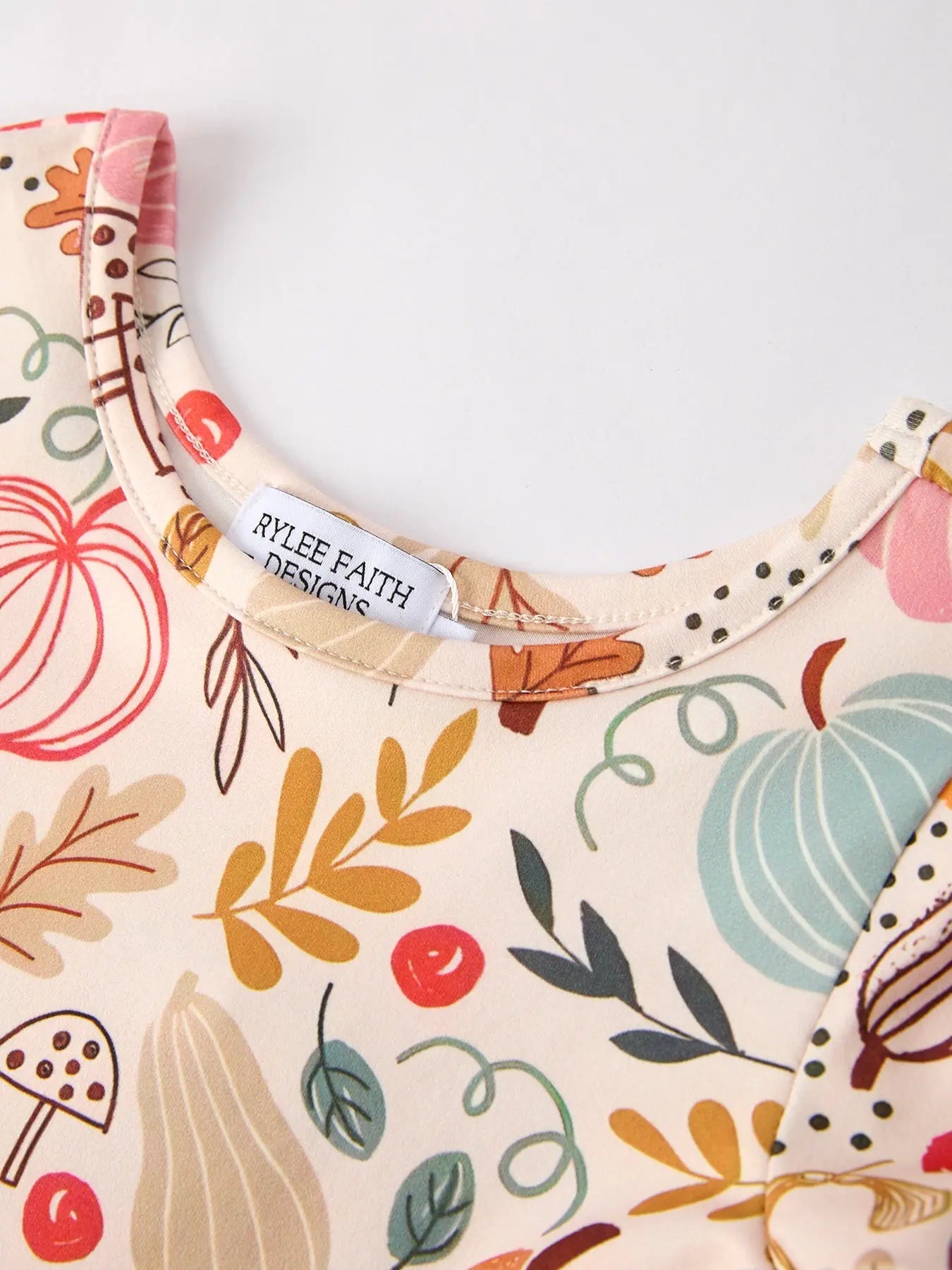 Festive Halloween Pumpkin Leaf Print Dress for Holiday Celebrations Rylee Faith Designs