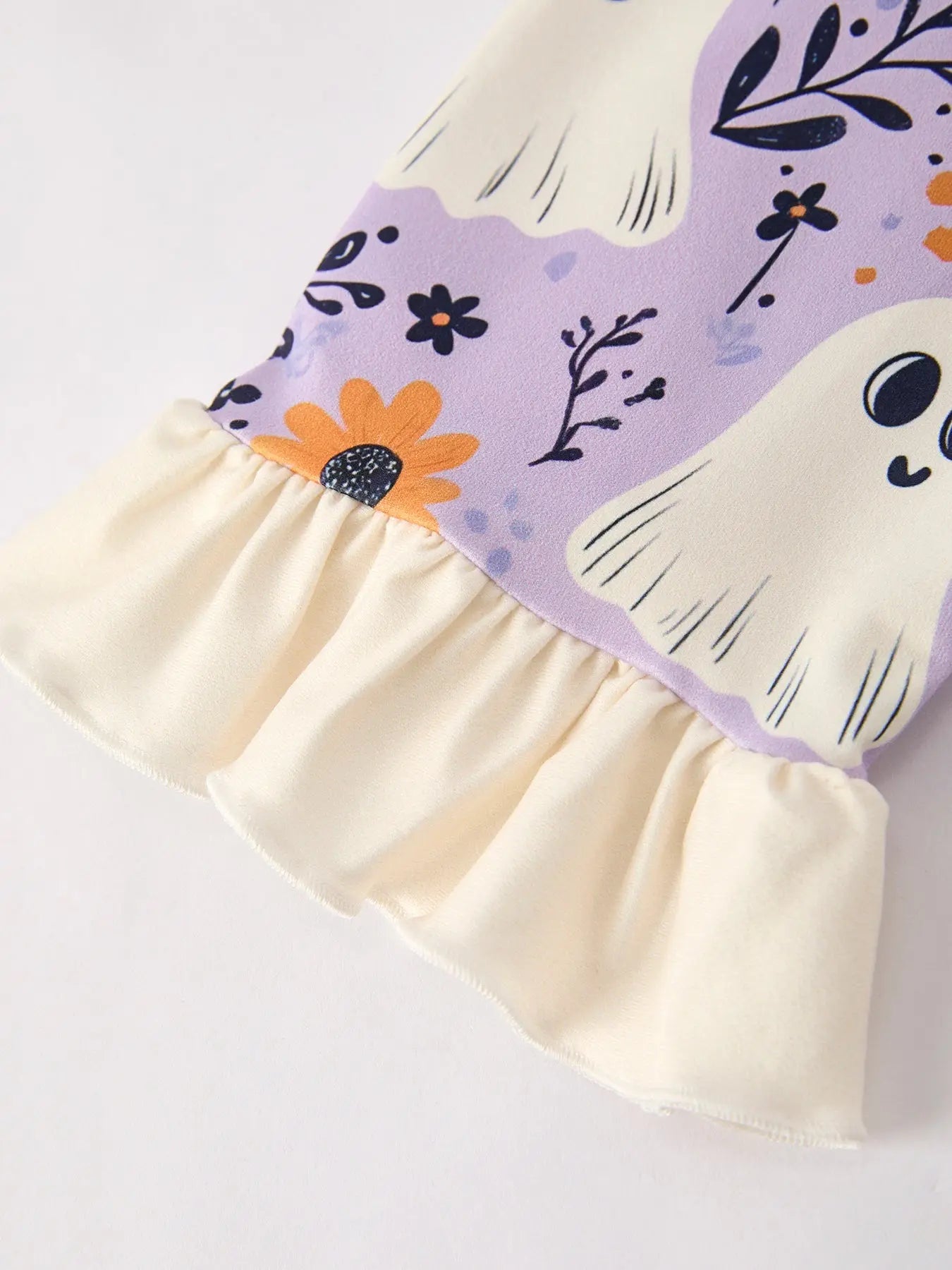 Halloween Ghost Floral Print Ruffled Pajamas for Stylish Girls Rylee Faith Designs