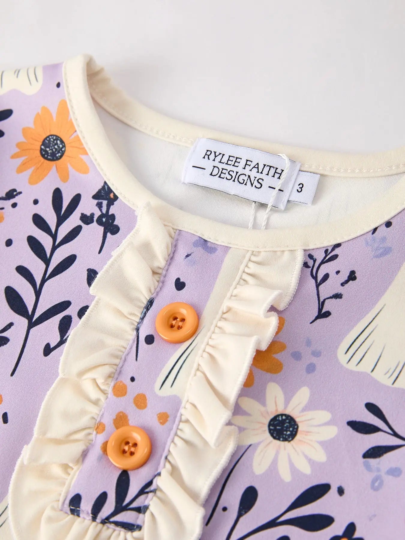 Halloween Ghost Floral Print Ruffled Pajamas for Stylish Girls Rylee Faith Designs