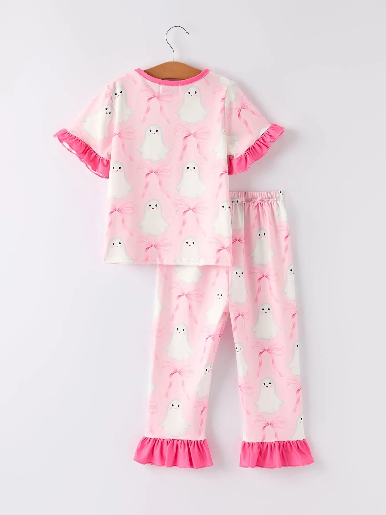Adorable Halloween Ghost Pajamas with Ruffled Sleeves for Girls Rylee Faith Designs