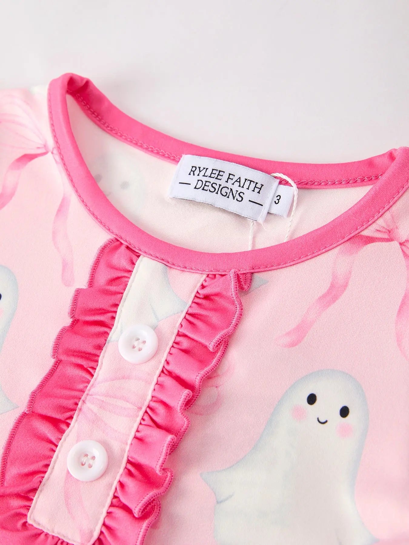 Adorable Halloween Ghost Pajamas with Ruffled Sleeves for Girls Rylee Faith Designs