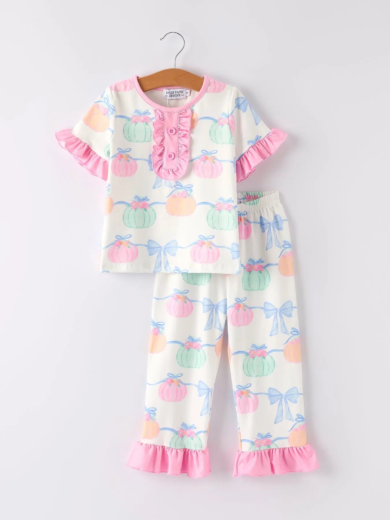 Cozy Halloween Pajamas with Ruffled Design for Girls Sleepwear Rylee Faith Designs