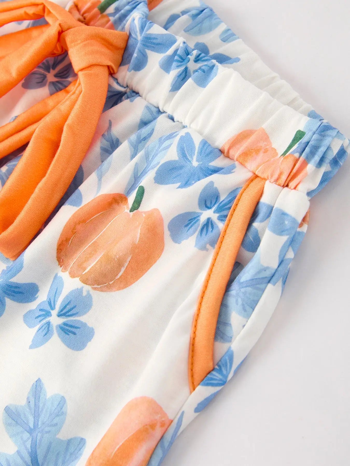 Thanksgiving Pumpkin Floral Print Pajama Set for Girls Cozy Comfort Rylee Faith Designs