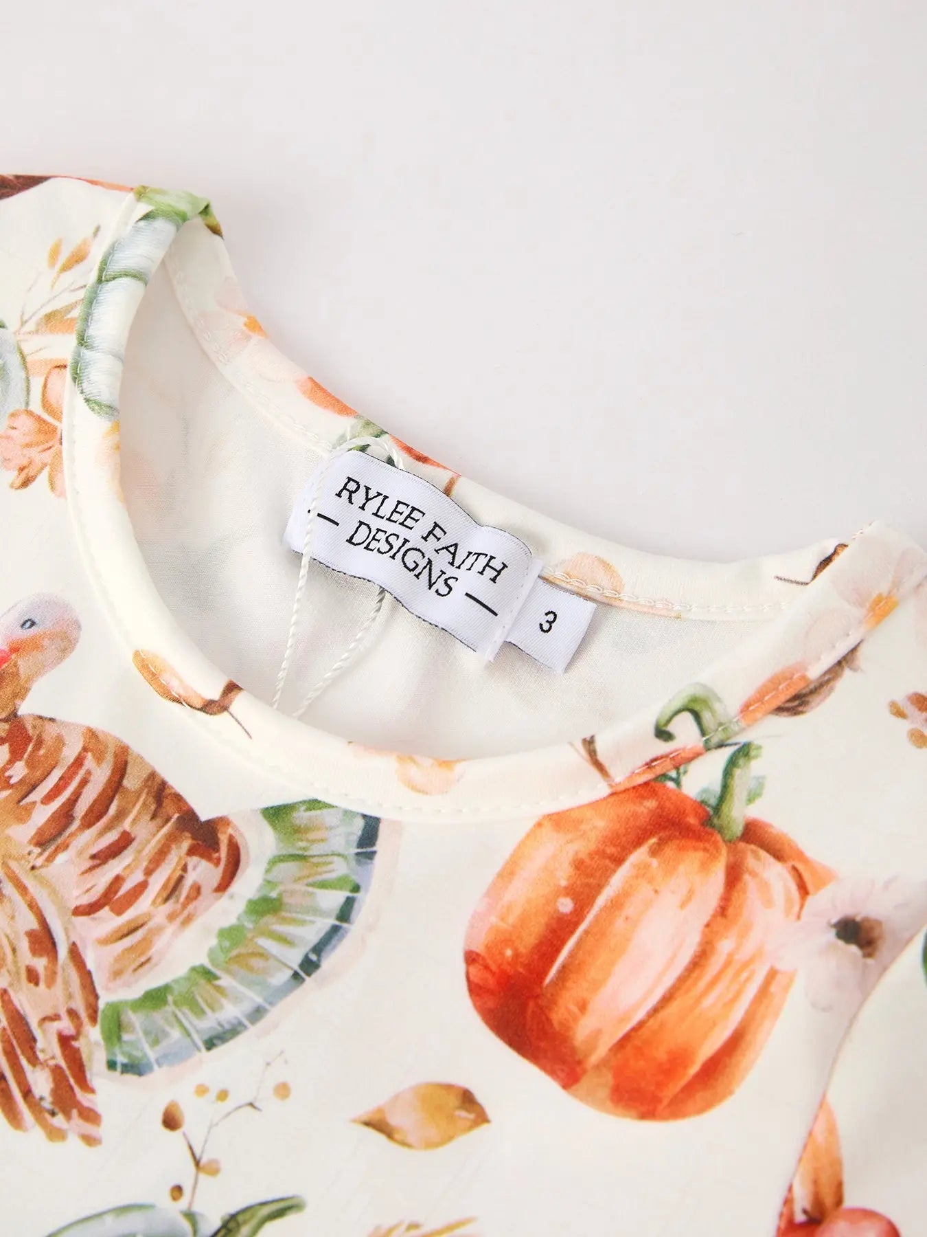 Vintage Fall Dress with Pumpkin and Turkey Print for Thanksgiving Celebrations Rylee Faith Designs