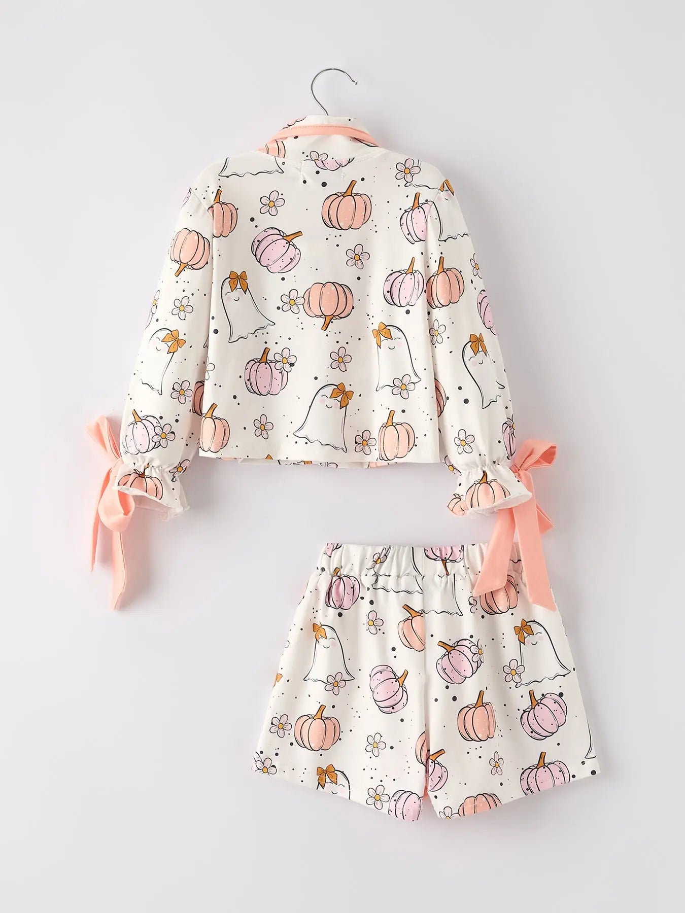 Cozy Halloween Ghost Pumpkin Print Pajama Set for Girls Rylee Faith Designs