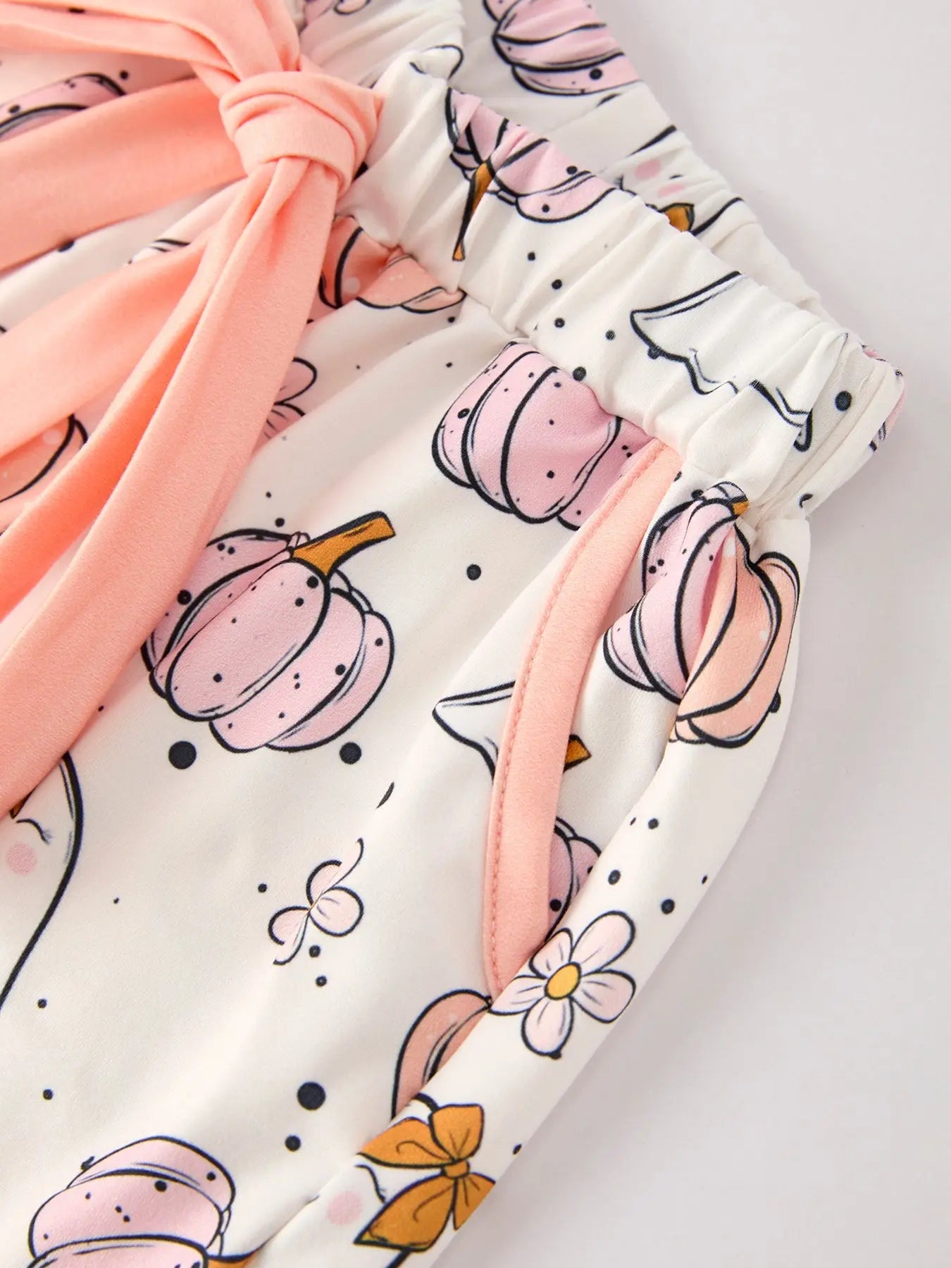 Cozy Halloween Ghost Pumpkin Print Pajama Set for Girls Rylee Faith Designs