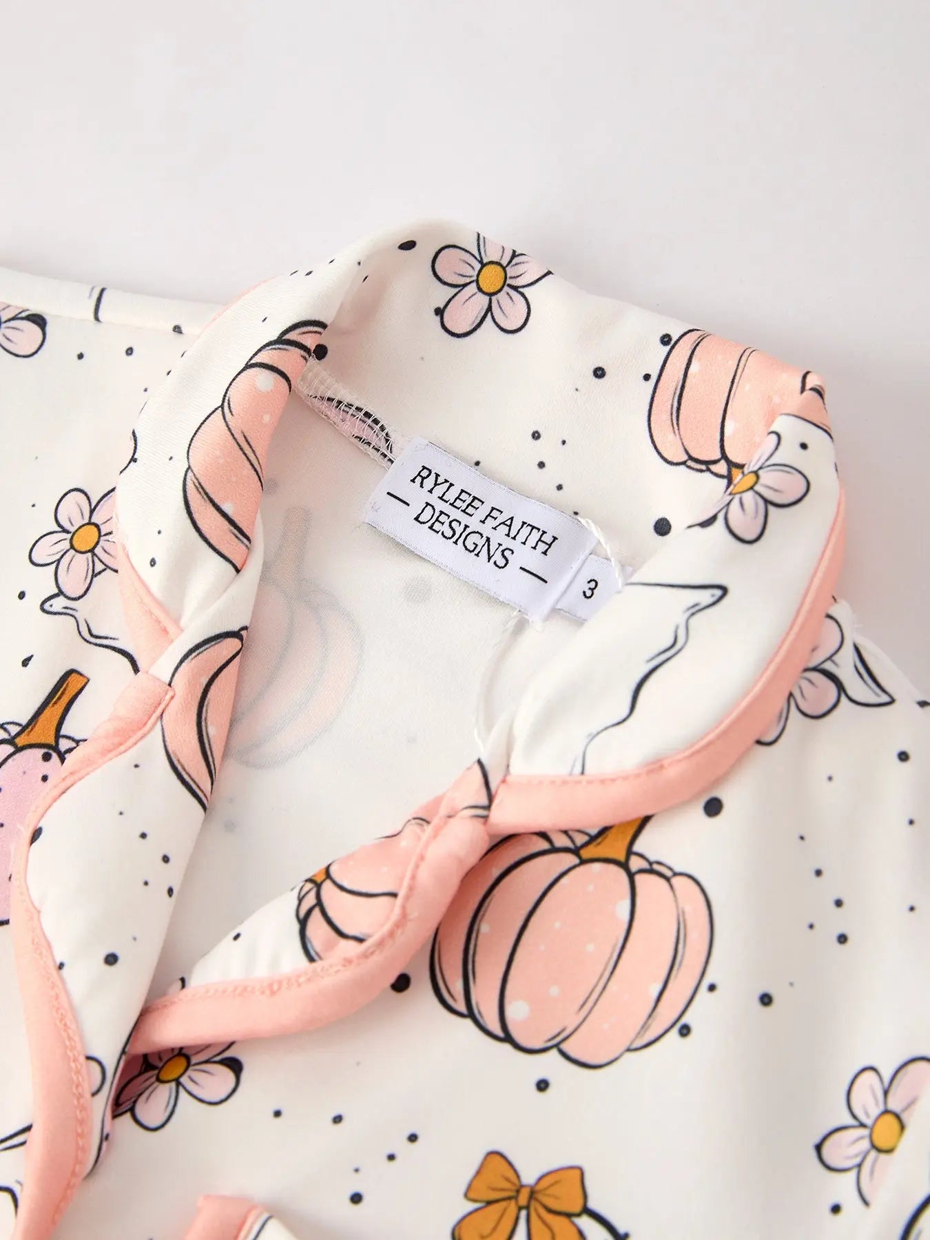 Cozy Halloween Ghost Pumpkin Print Pajama Set for Girls Rylee Faith Designs