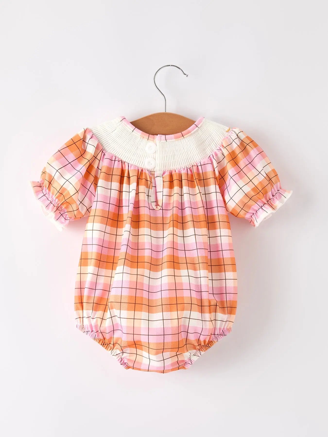 Adorable Pumpkin Bow Ghost Romper with Embroidered Details for Toddler Girls Rylee Faith Designs